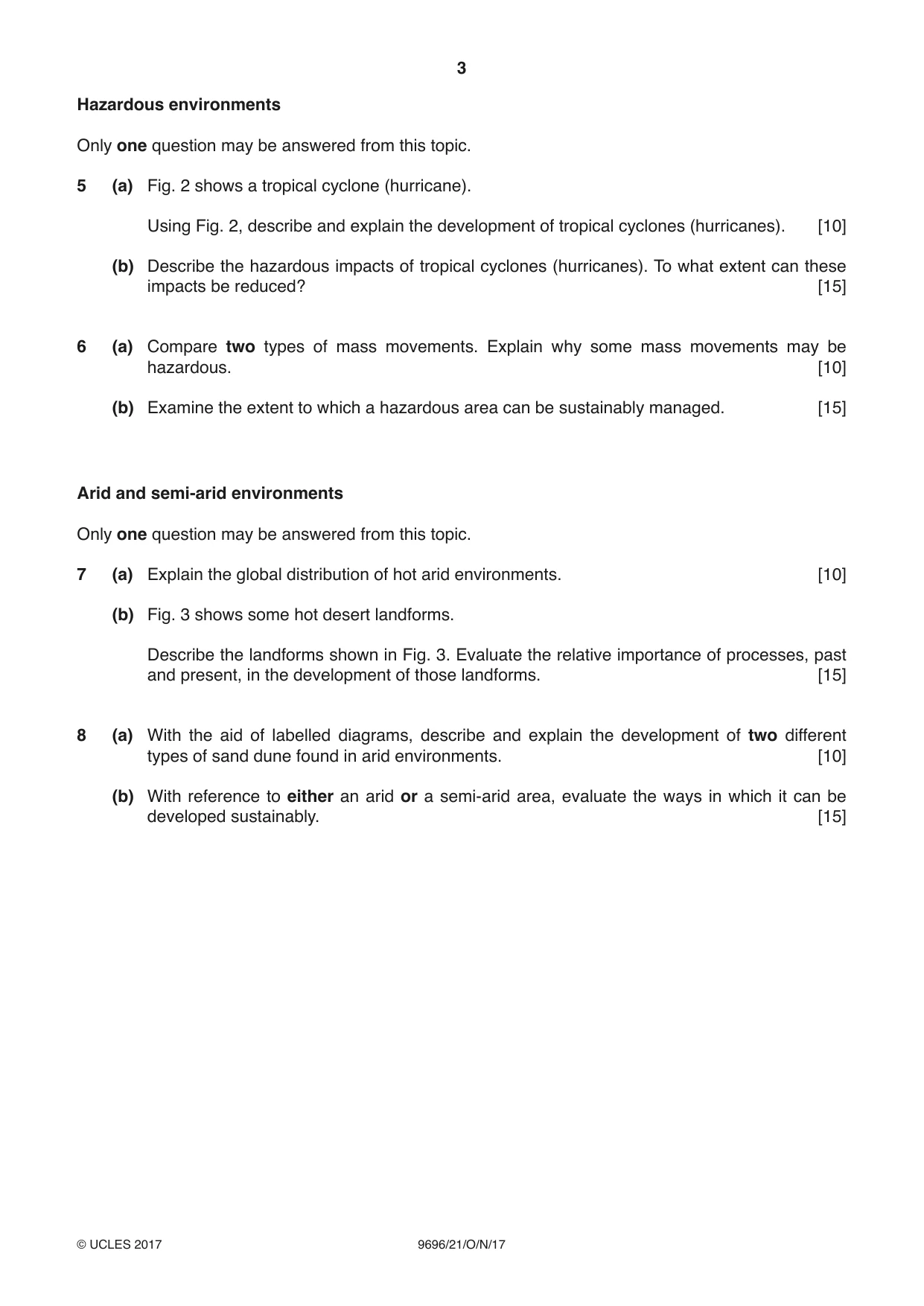 Cambridge A Level Geography 9696 2017 Oct/Nov Paper 2 · Variant 1 question paper, page 3 of 4