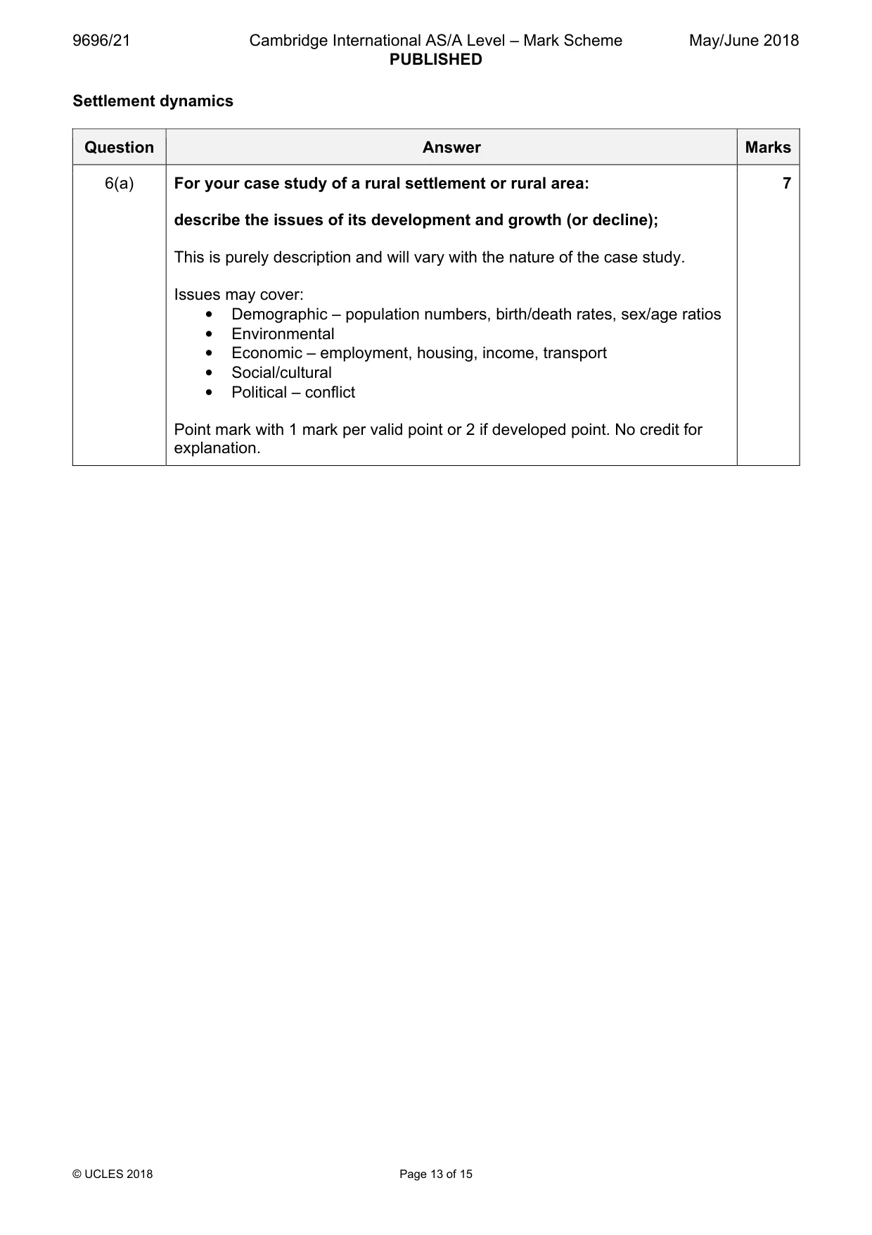 Mark scheme, page 13 of 15