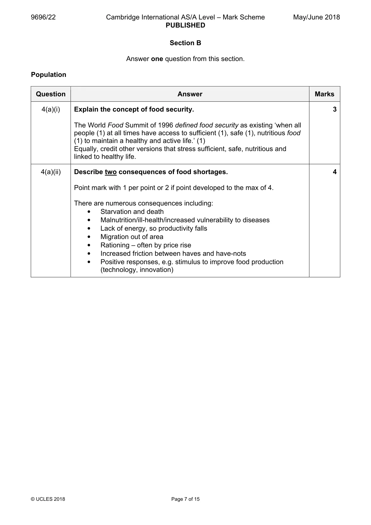 Mark scheme, page 7 of 15