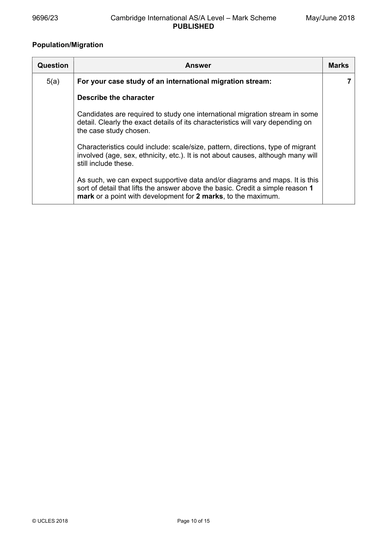 Mark scheme, page 10 of 15