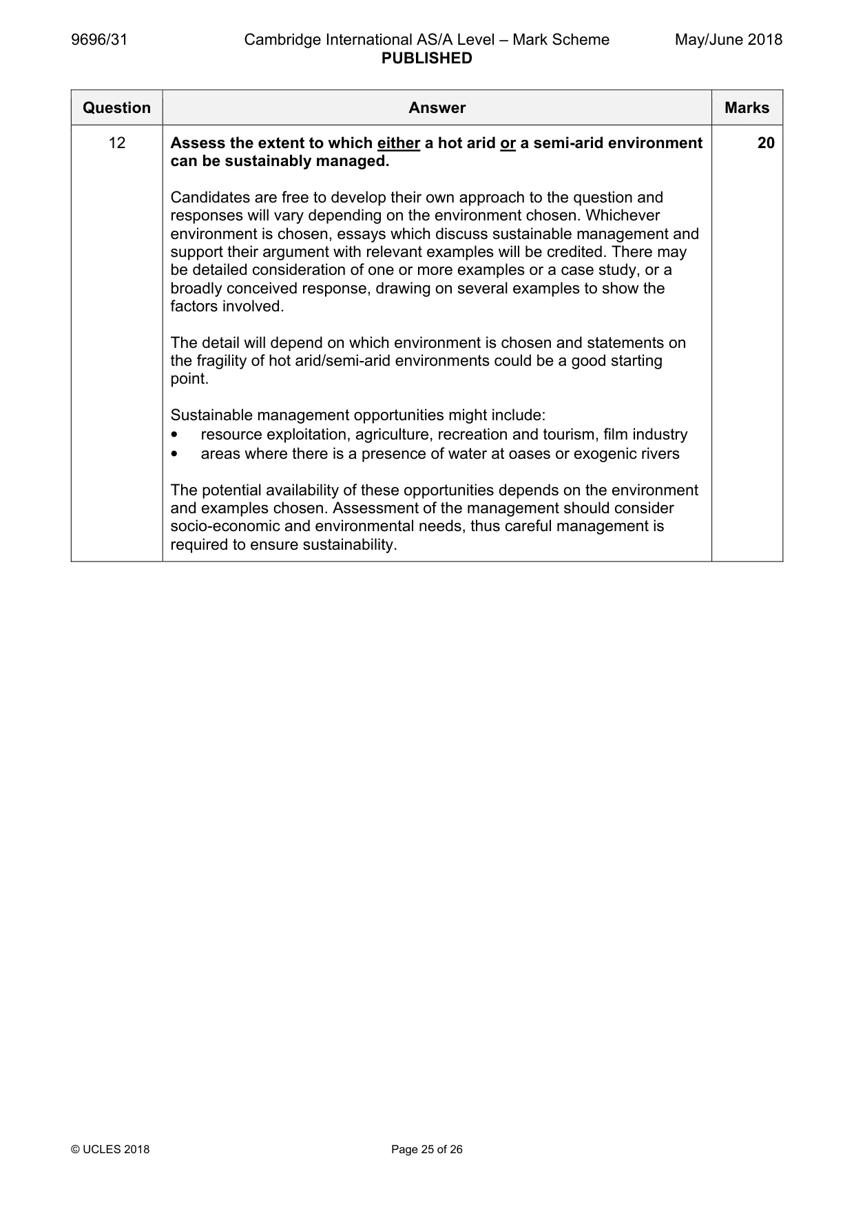 Mark scheme, page 25 of 26