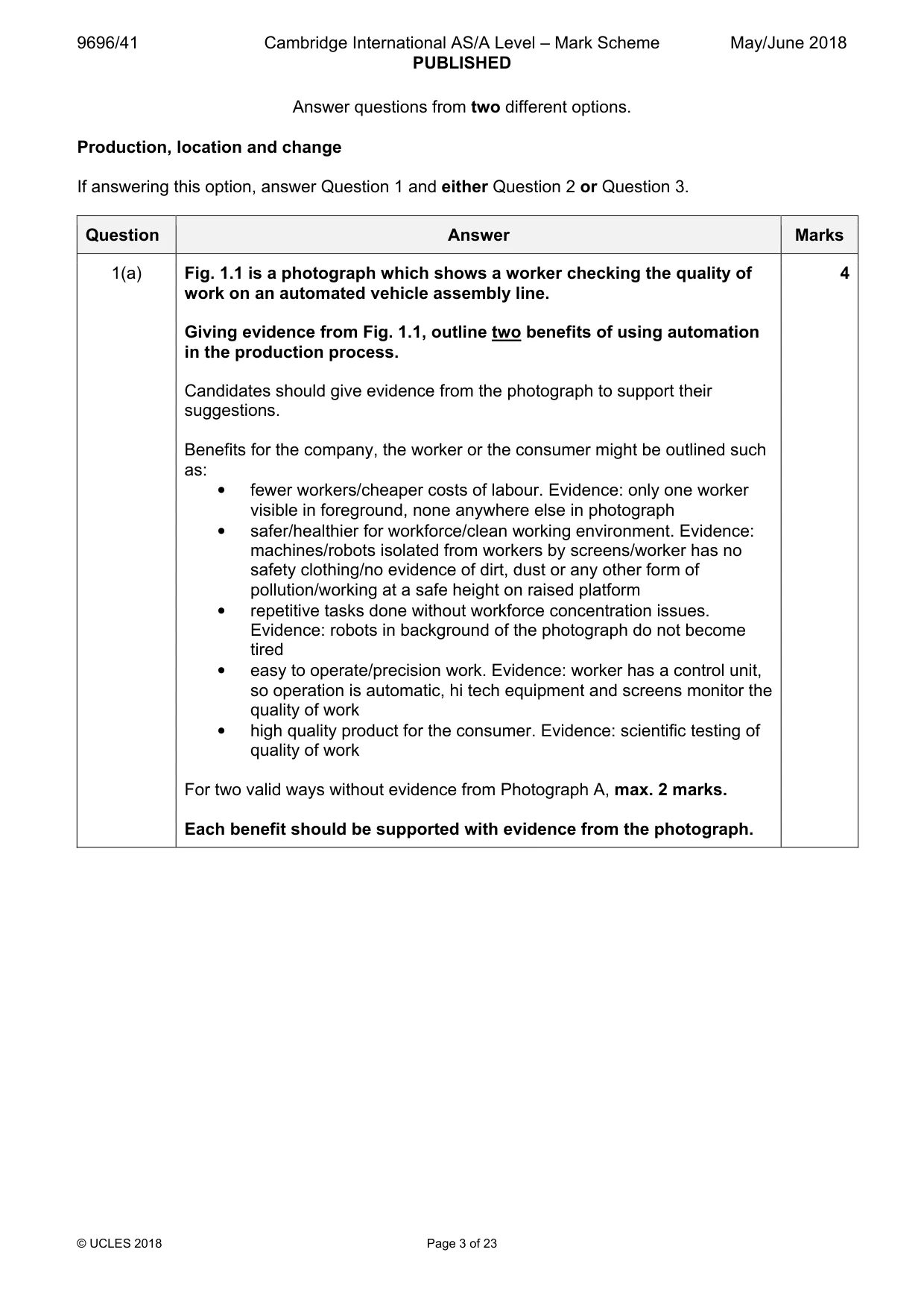 Mark scheme, page 3 of 23