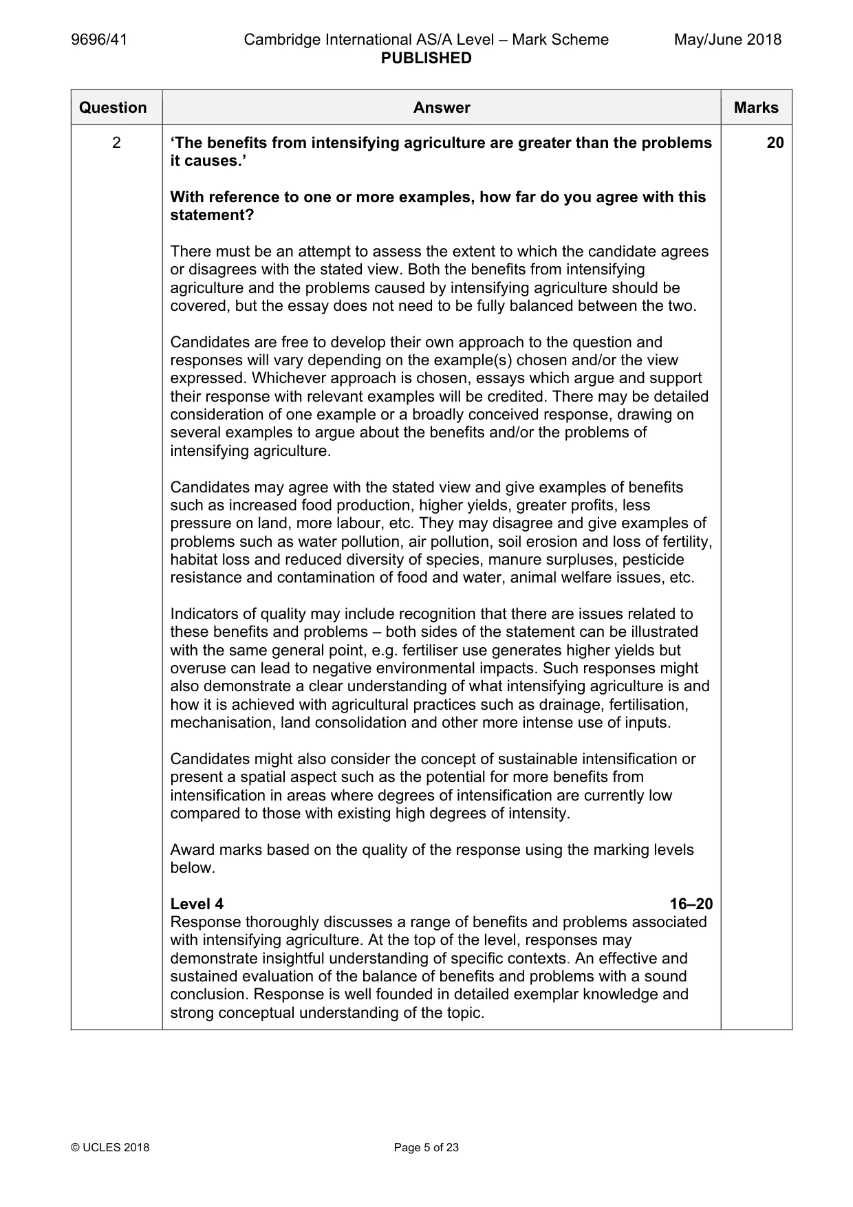 Mark scheme, page 5 of 23