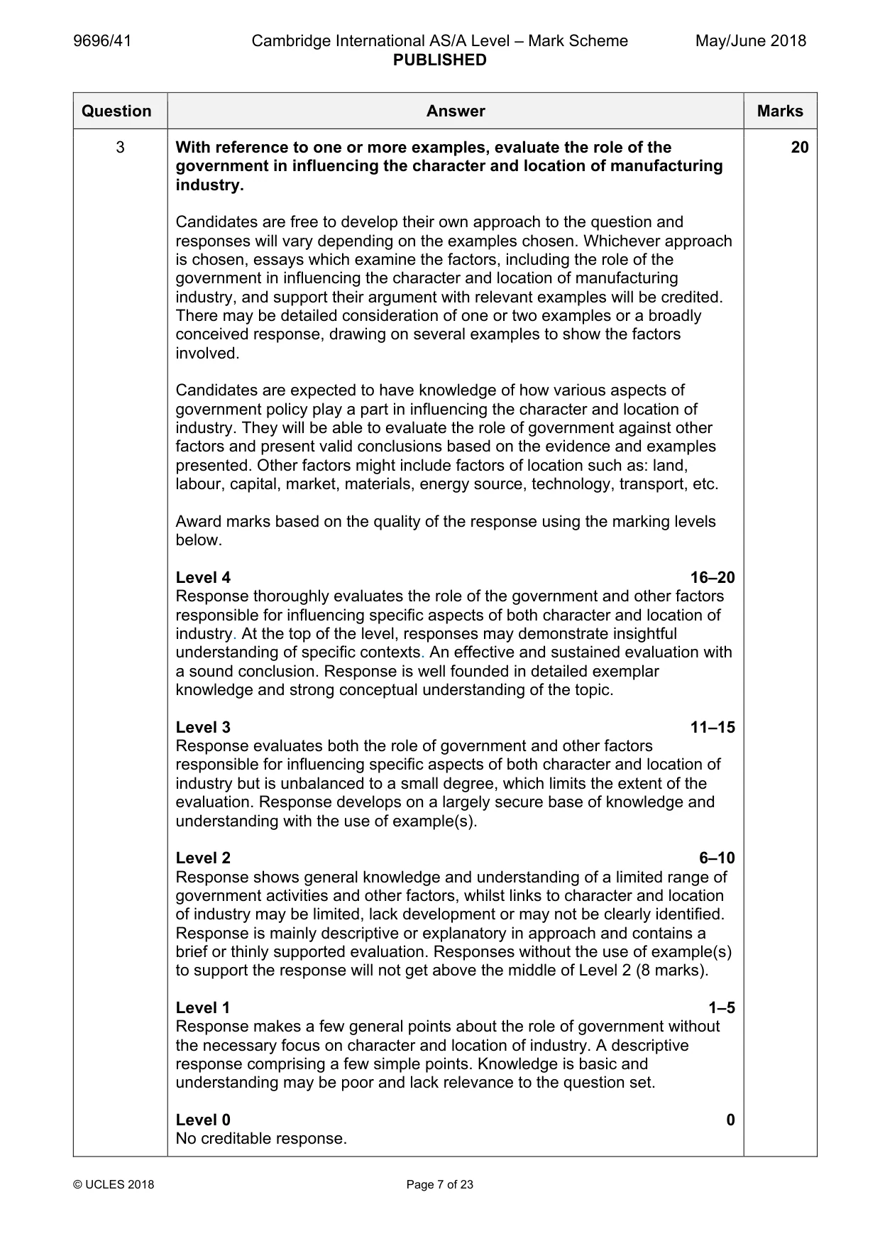 Mark scheme, page 7 of 23