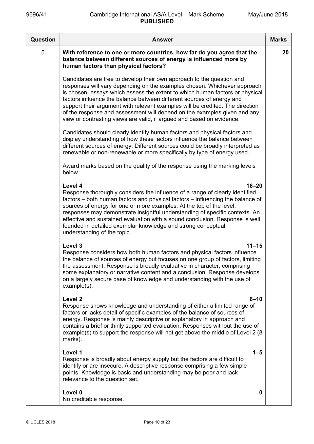 Mark scheme, page 10 of 23
