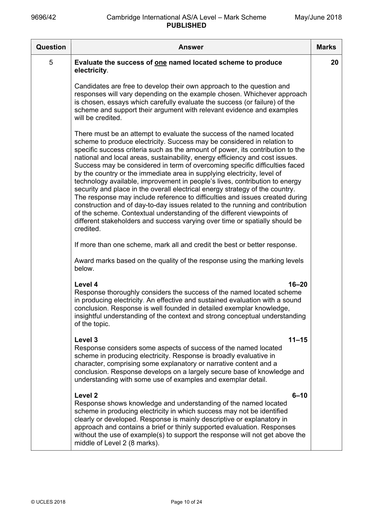 Mark scheme, page 10 of 24