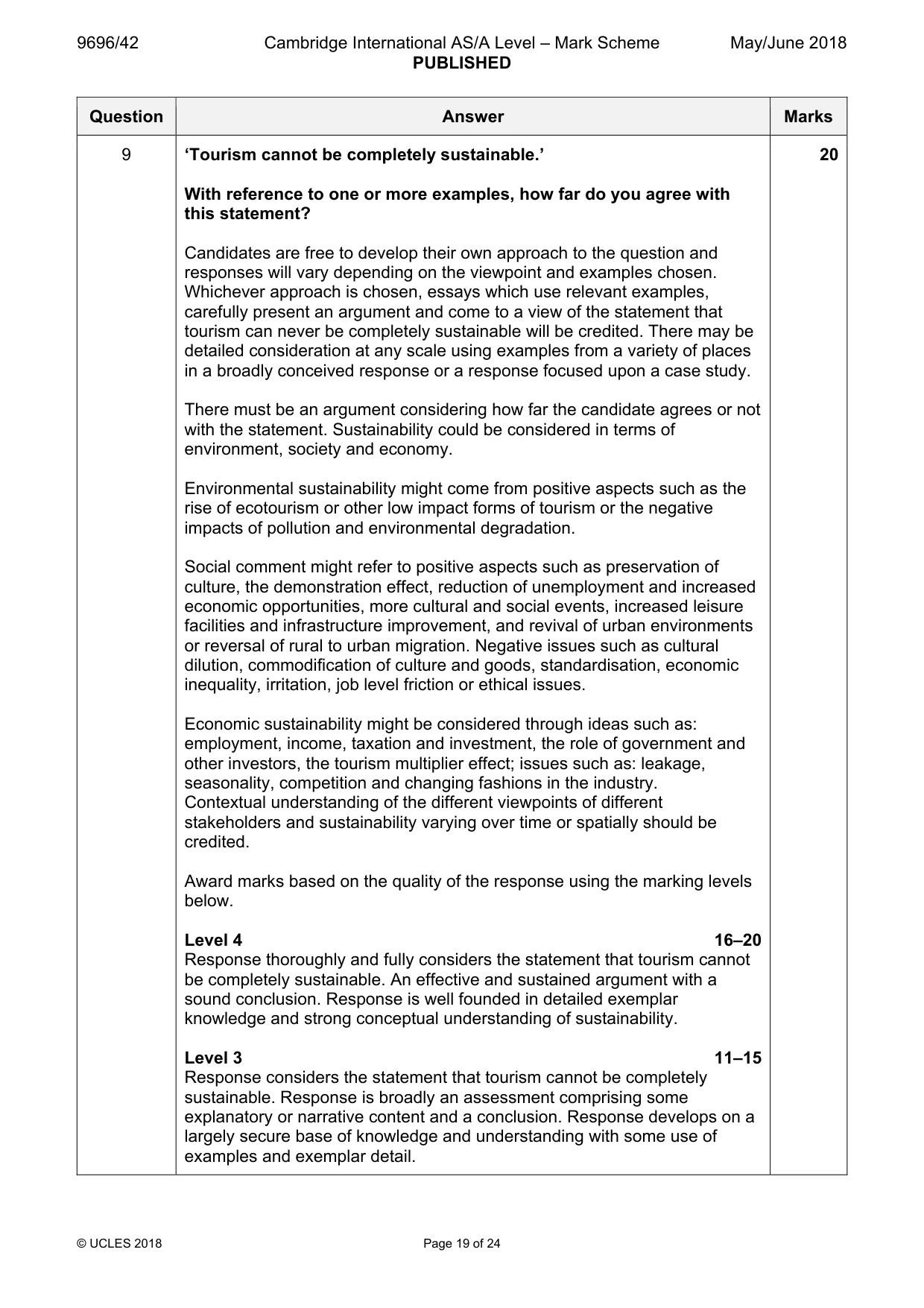 Mark scheme, page 19 of 24