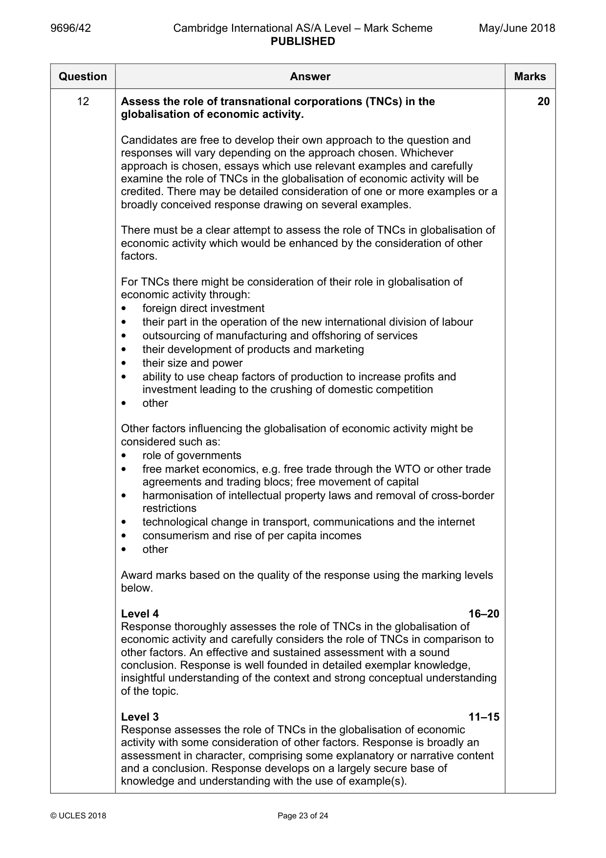 Mark scheme, page 23 of 24