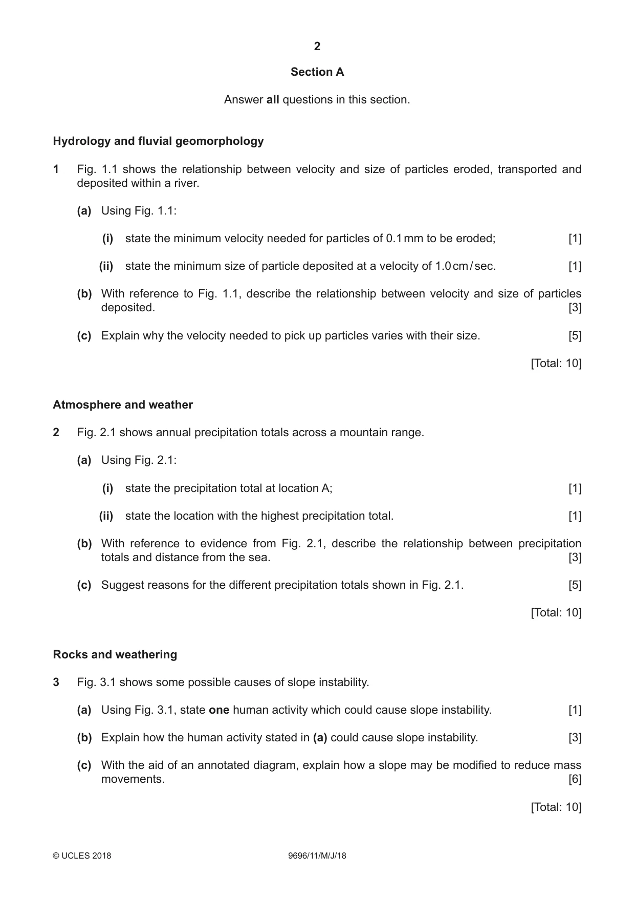 Cambridge A Level Geography 9696 2018 May/June Paper 1 · Variant 1 question paper, page 2 of 4