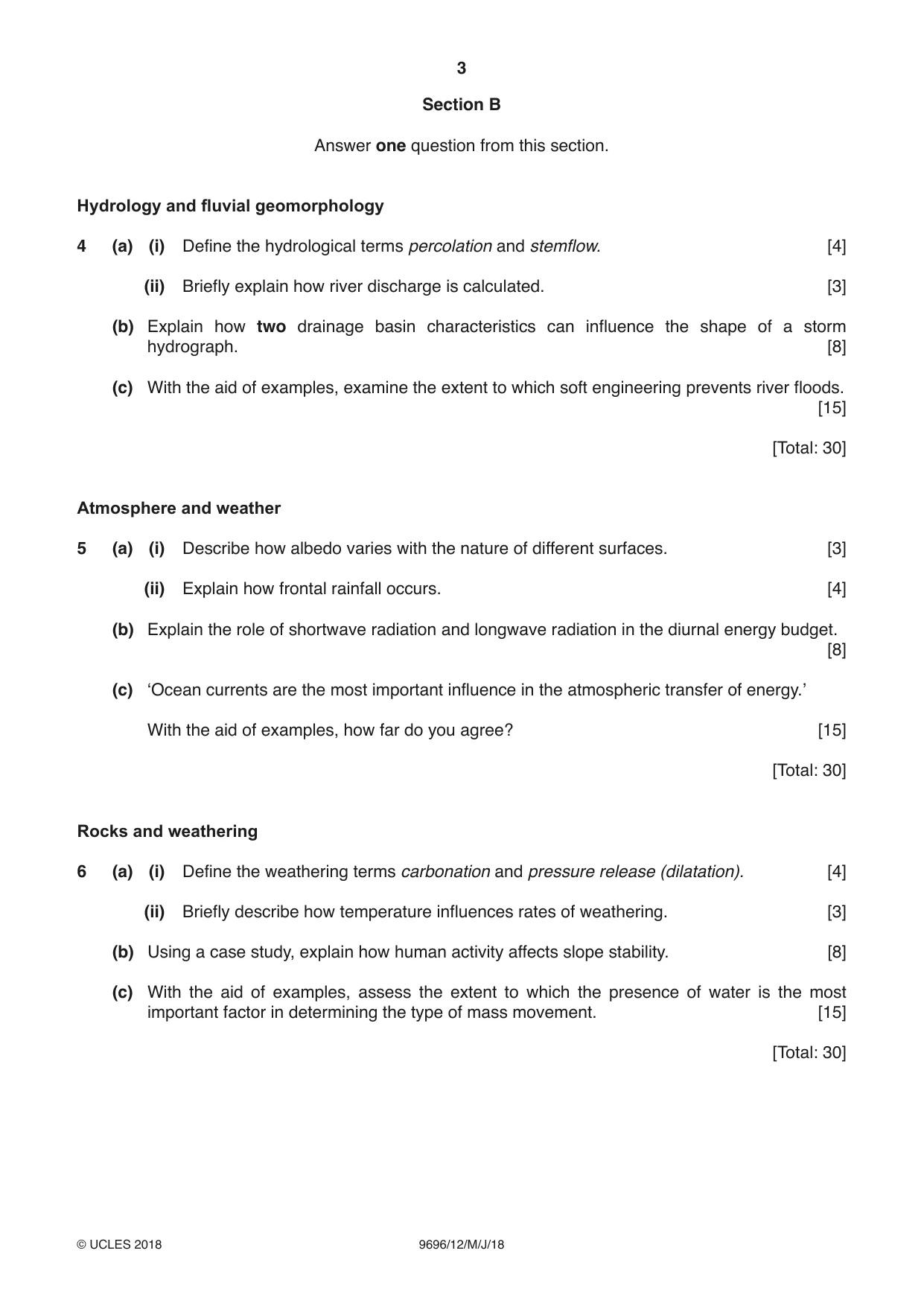 Cambridge A Level Geography 9696 2018 May/June Paper 1 · Variant 2 question paper, page 3 of 4