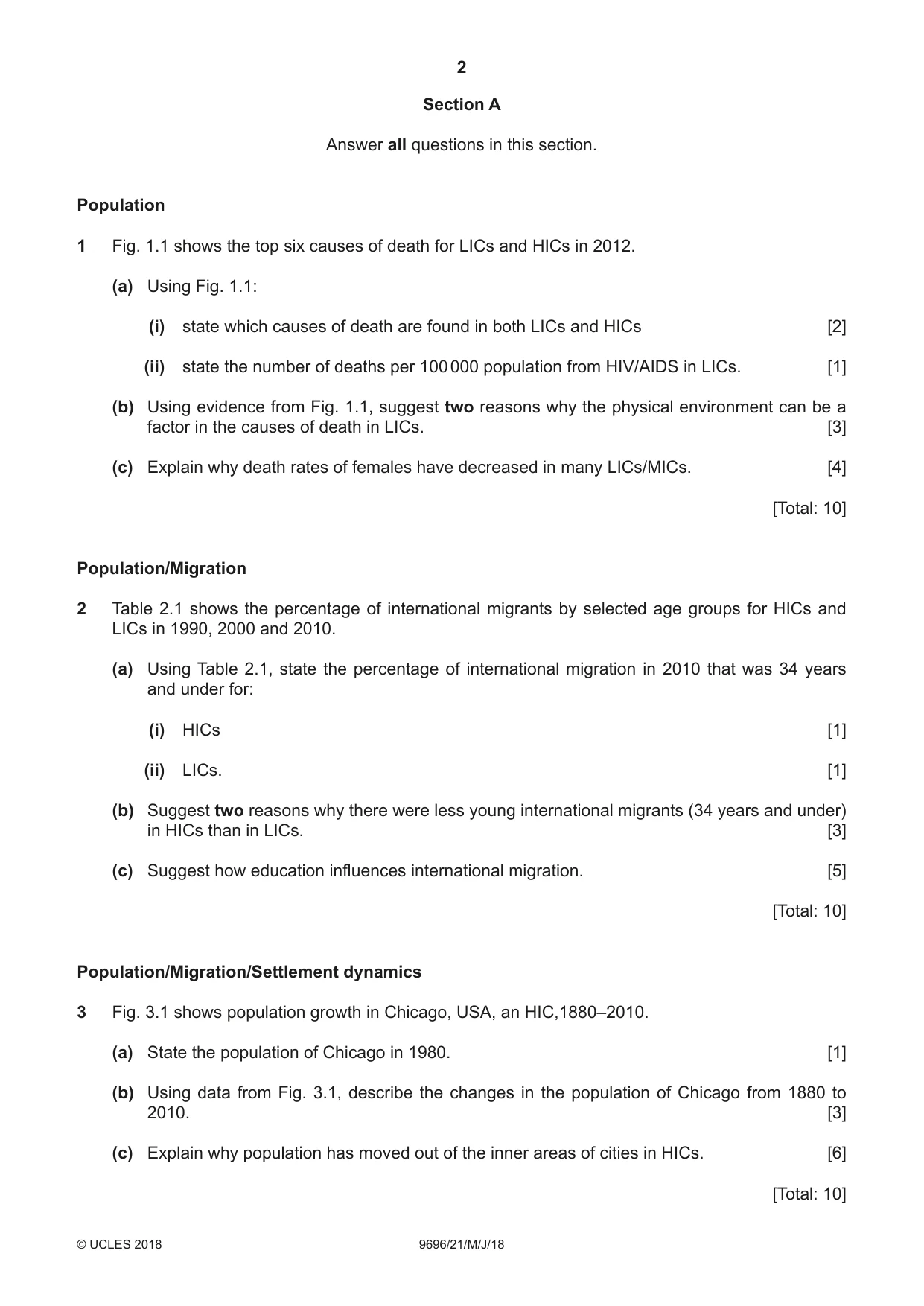 Cambridge A Level Geography 9696 2018 May/June Paper 2 · Variant 1 question paper, page 2 of 4