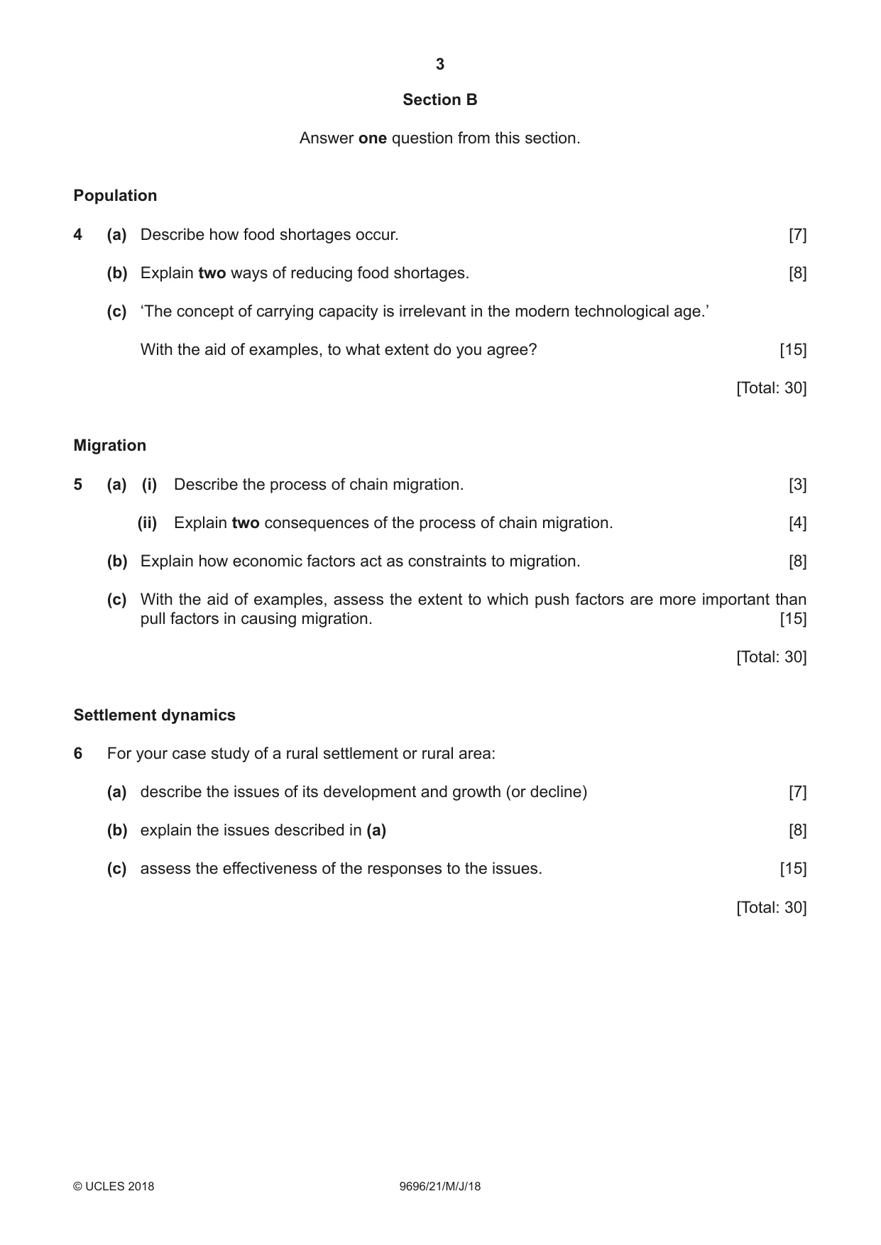 Cambridge A Level Geography 9696 2018 May/June Paper 2 · Variant 1 question paper, page 3 of 4