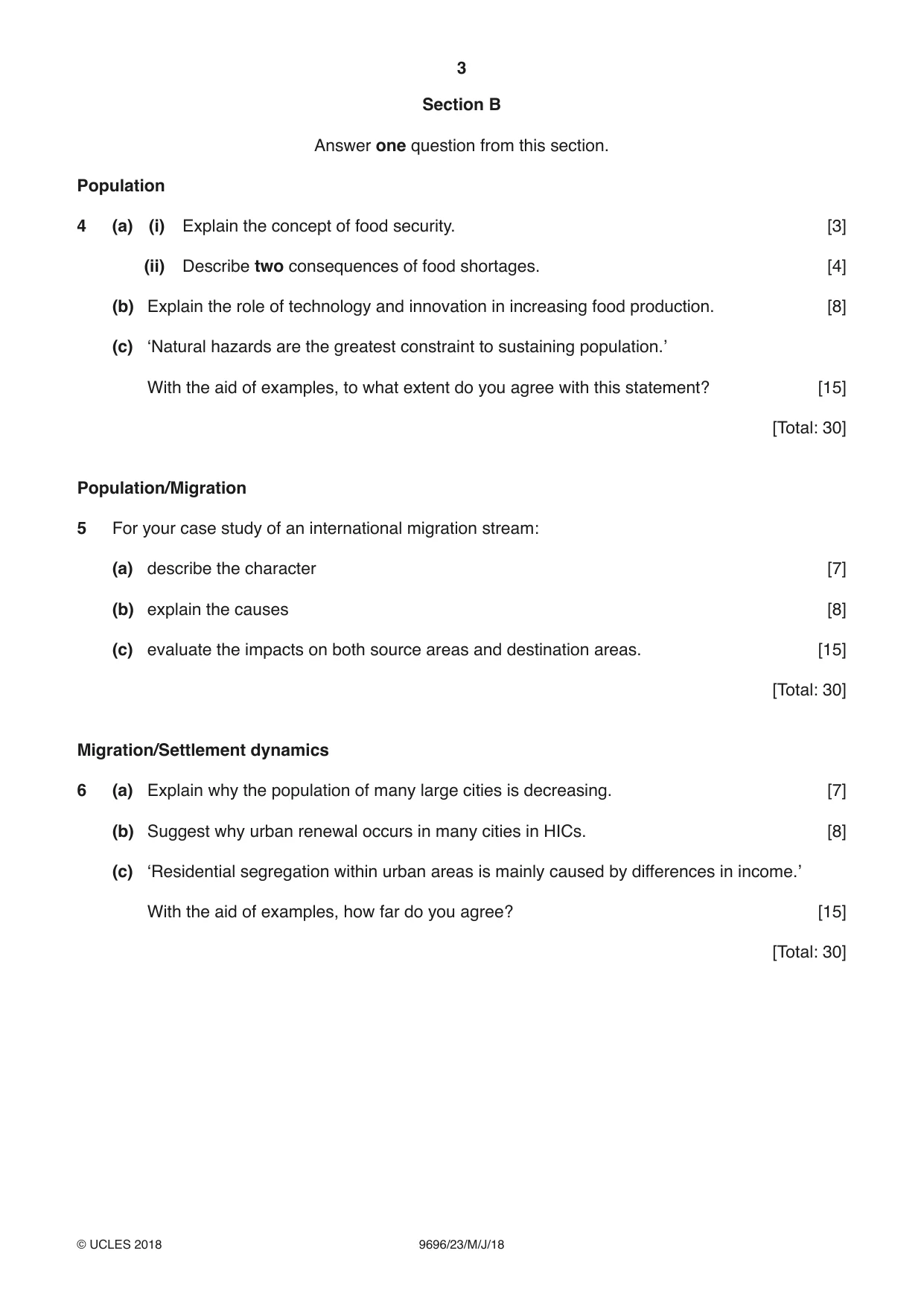 Cambridge A Level Geography 9696 2018 May/June Paper 2 · Variant 3 question paper, page 3 of 4