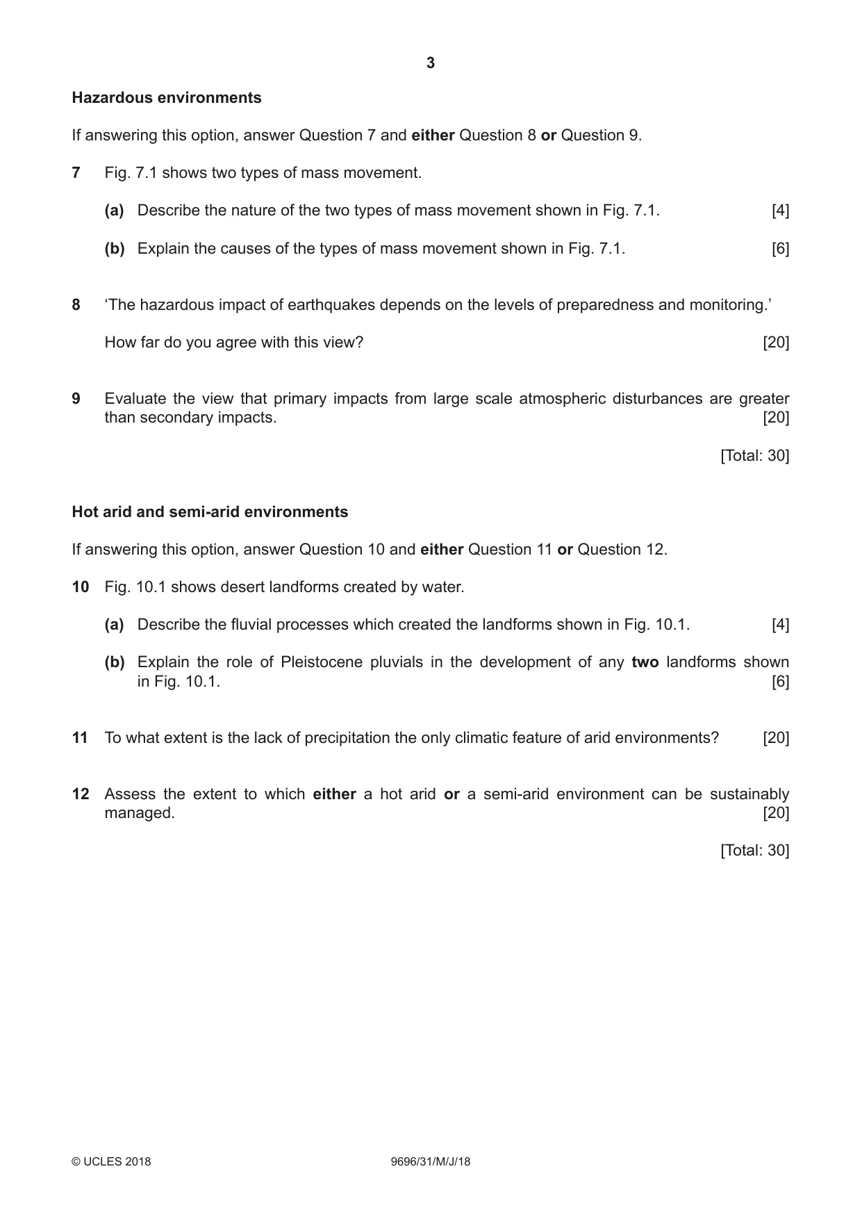 Cambridge A Level Geography 9696 2018 May/June Paper 3 · Variant 1 question paper, page 3 of 4