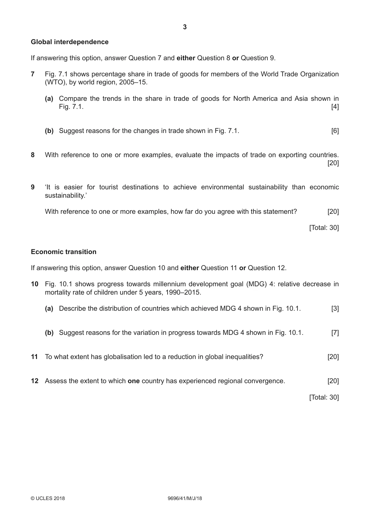 Cambridge A Level Geography 9696 2018 May/June Paper 4 · Variant 1 question paper, page 3 of 4