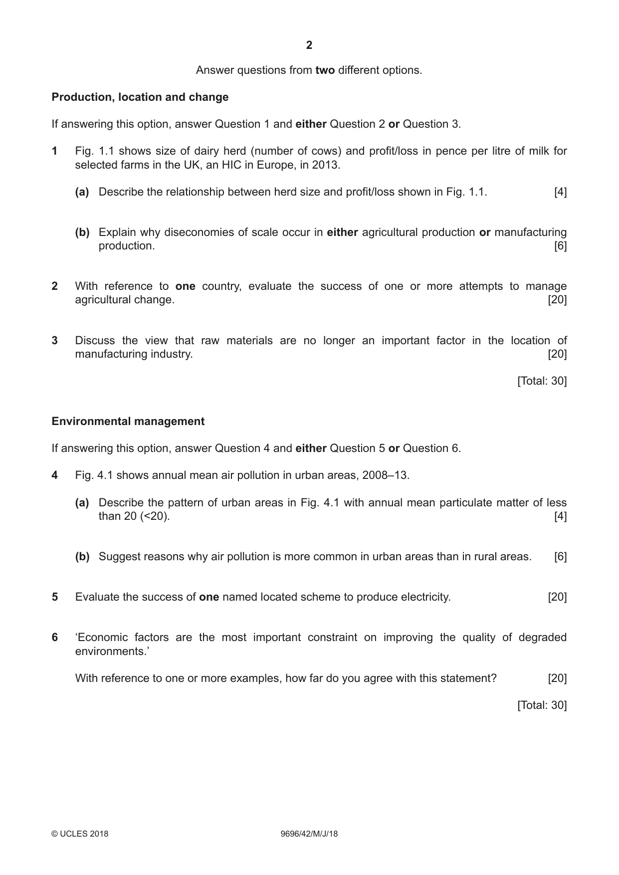 Cambridge A Level Geography 9696 2018 May/June Paper 4 · Variant 2 question paper, page 2 of 4