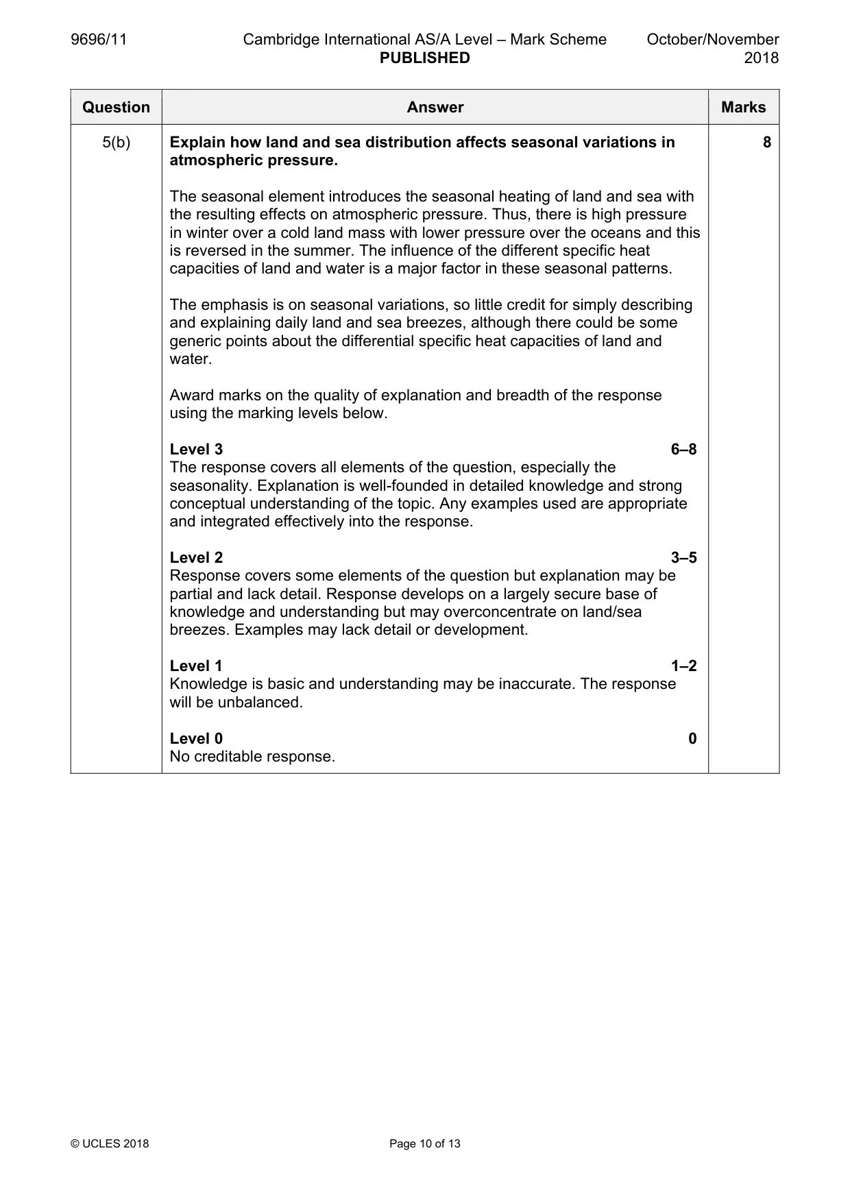 Mark scheme, page 10 of 13