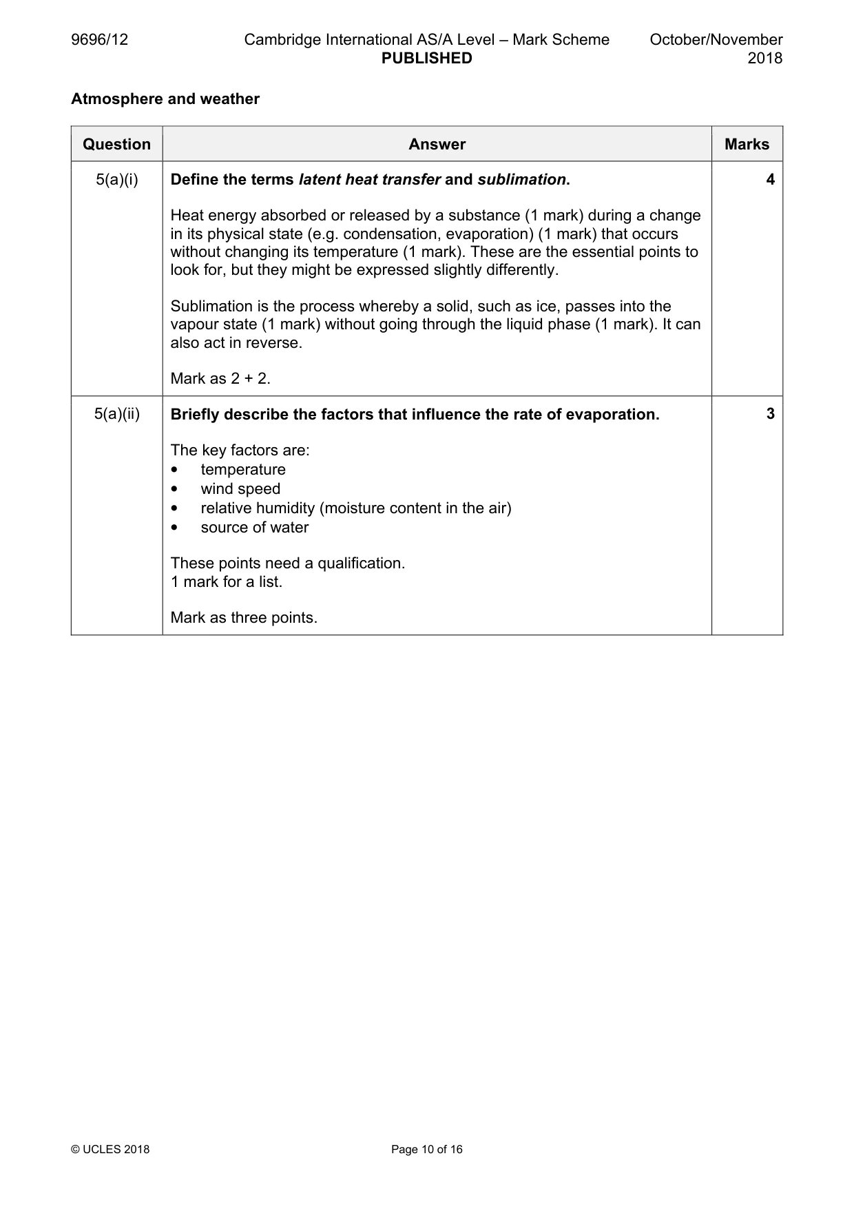 Mark scheme, page 10 of 16