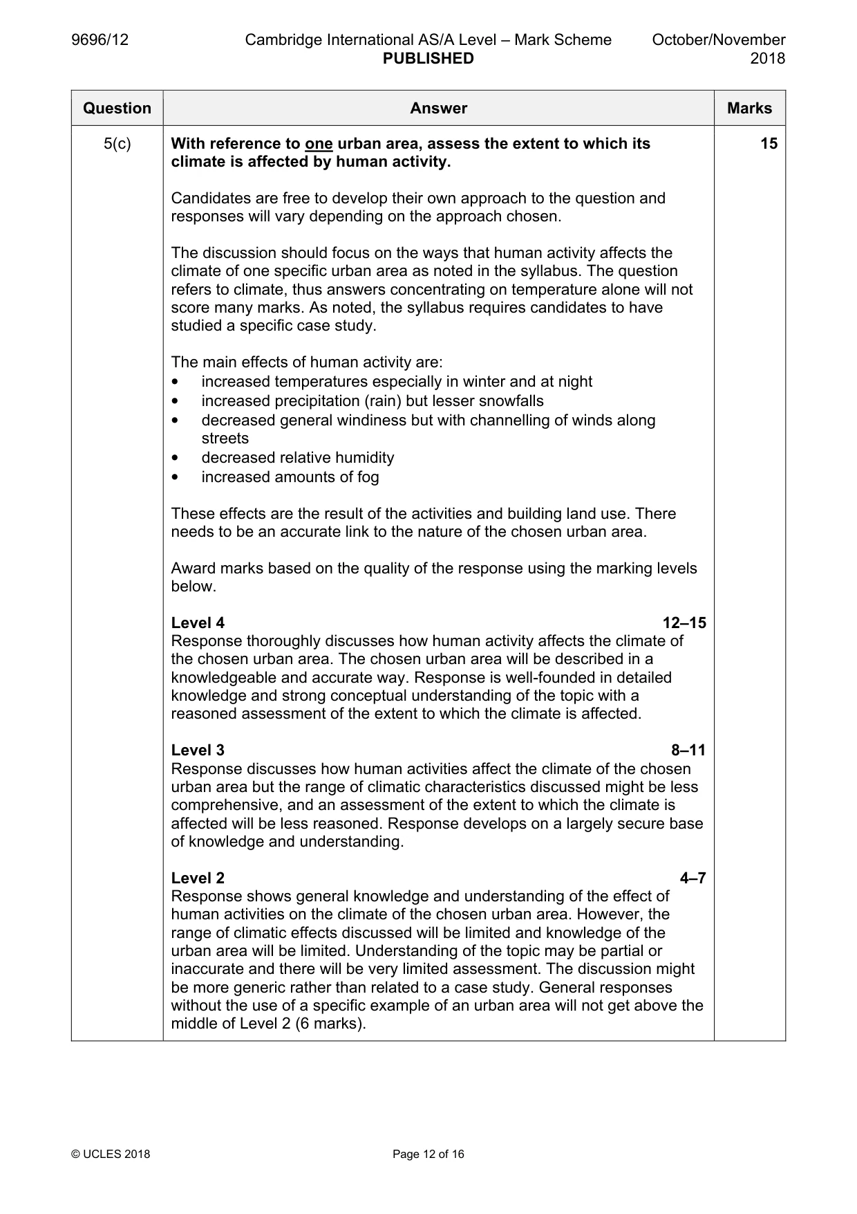Mark scheme, page 12 of 16