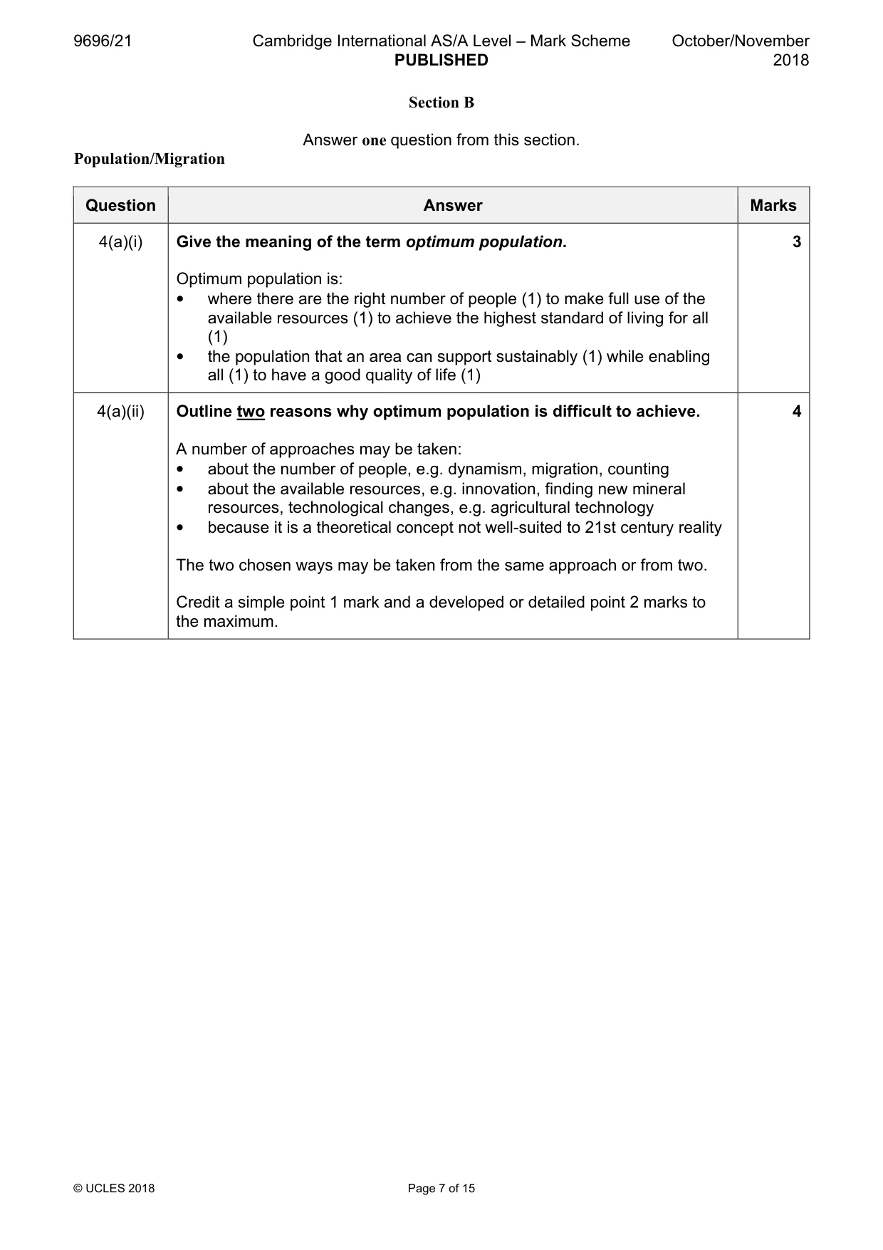 Mark scheme, page 7 of 15