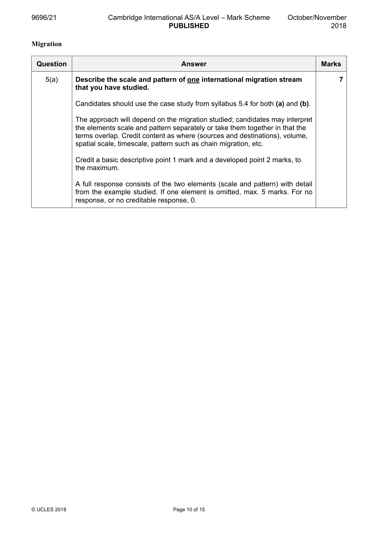 Mark scheme, page 10 of 15