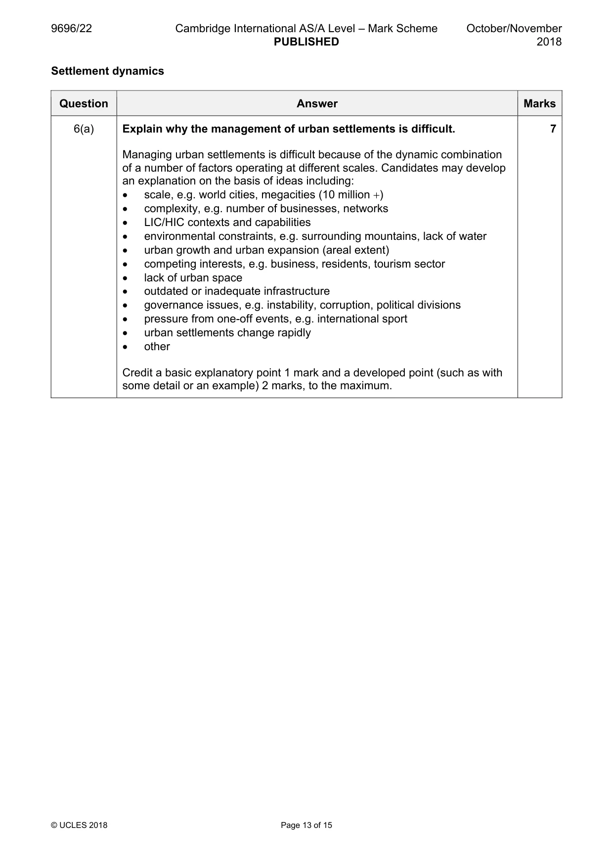 Mark scheme, page 13 of 15