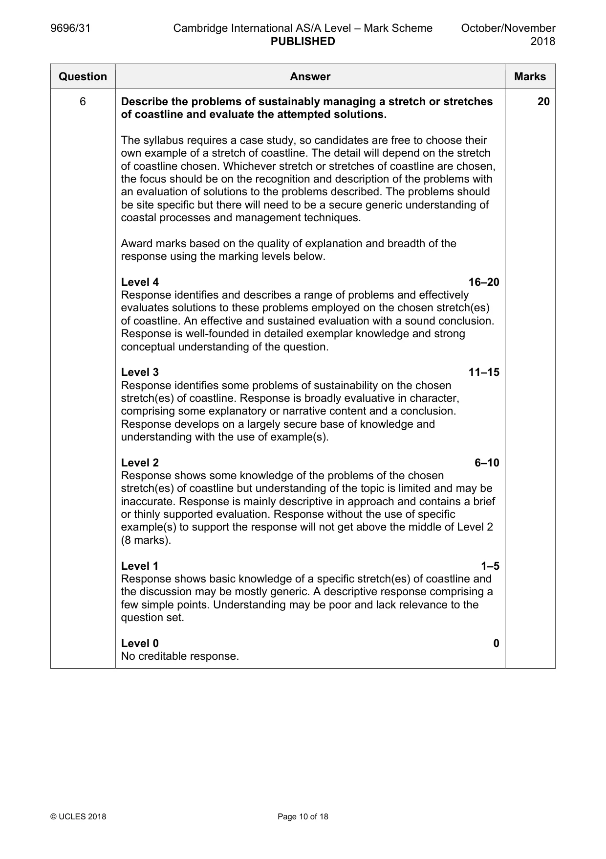 Mark scheme, page 10 of 18