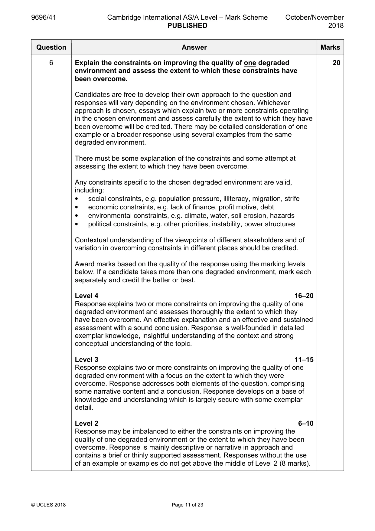 Mark scheme, page 11 of 23