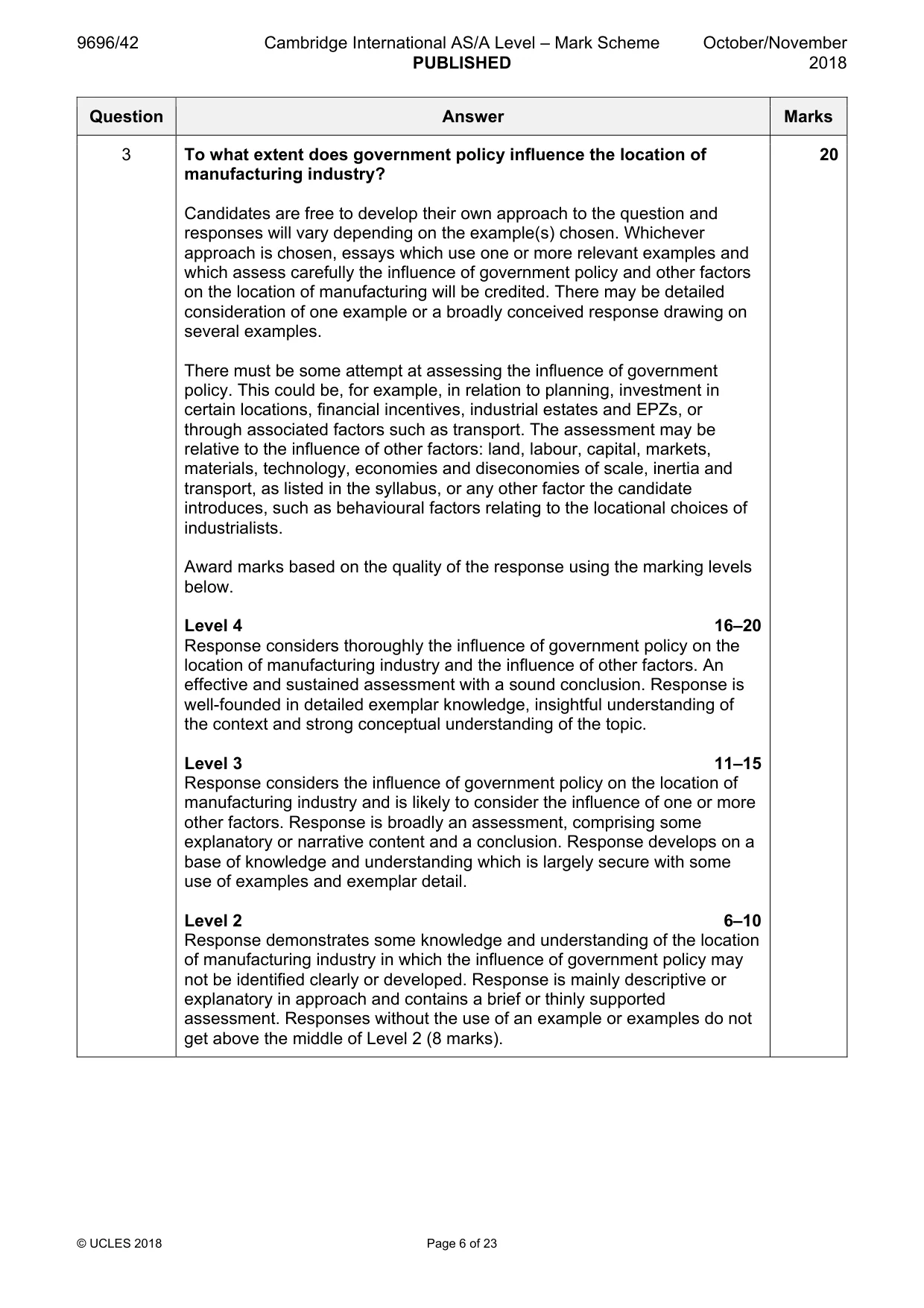 Mark scheme, page 6 of 23