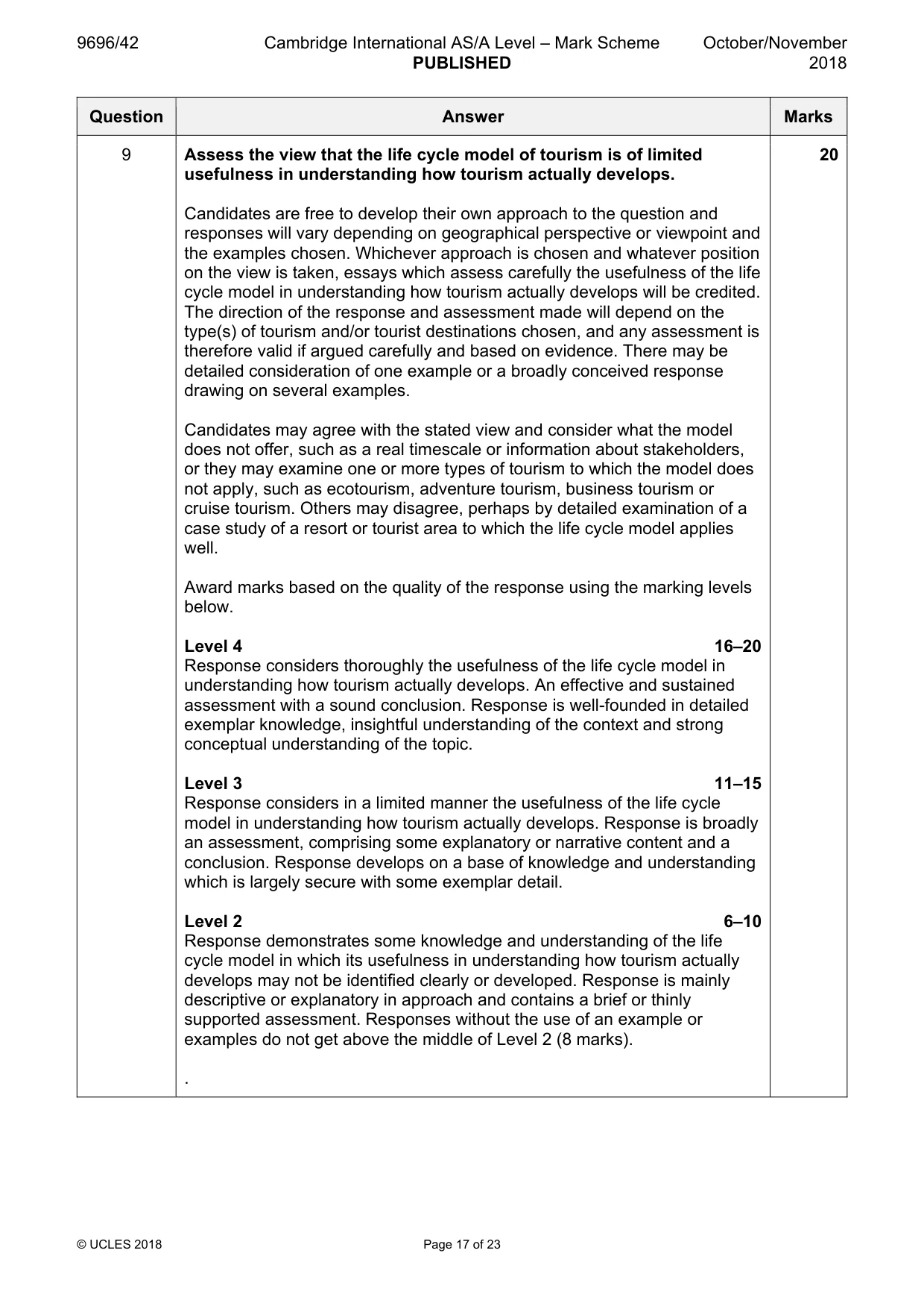 Mark scheme, page 17 of 23