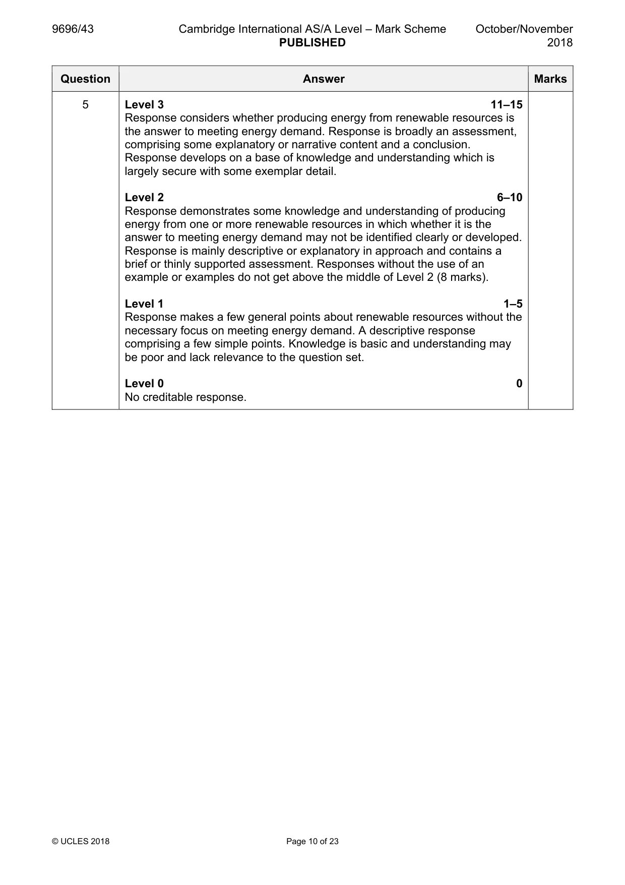 Mark scheme, page 10 of 23