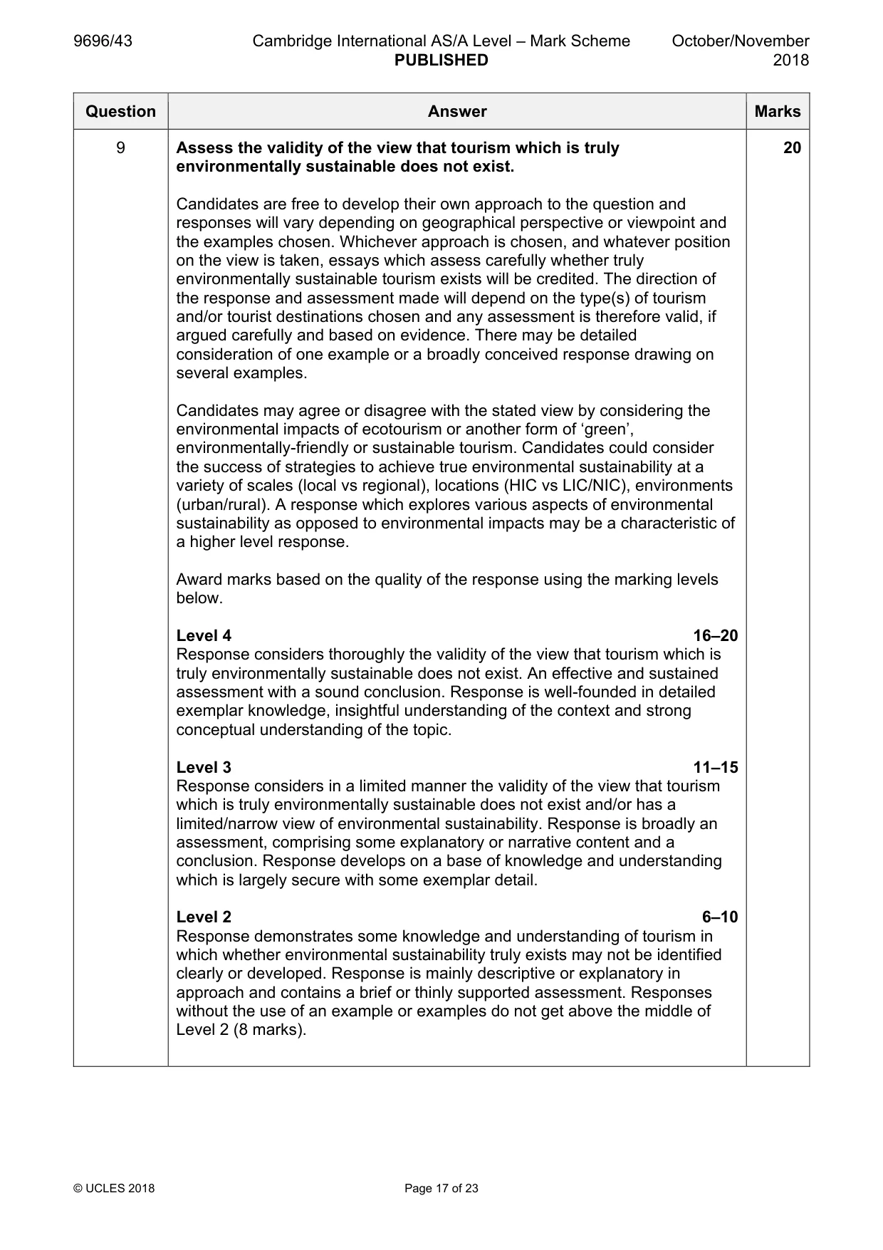 Mark scheme, page 17 of 23