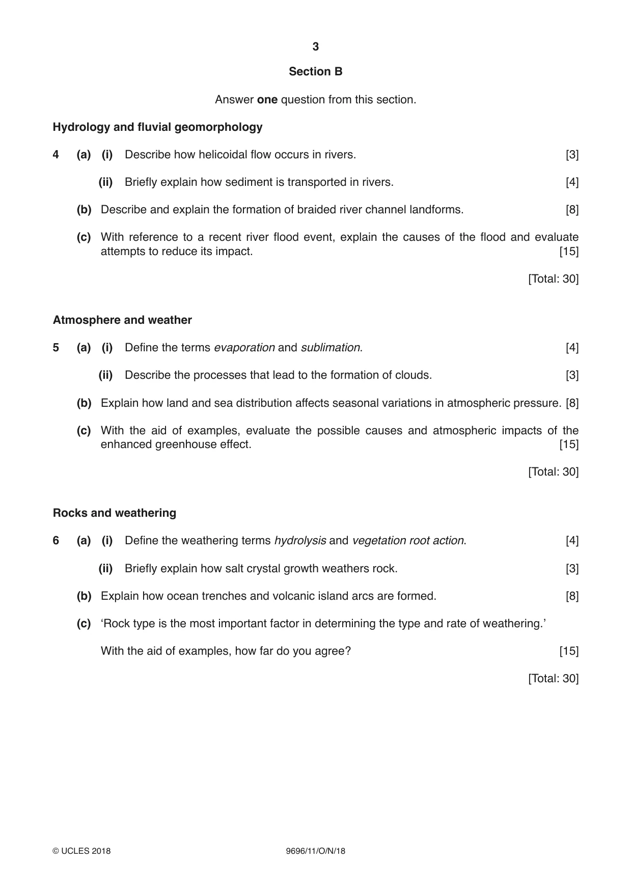 Cambridge A Level Geography 9696 2018 Oct/Nov Paper 1 · Variant 1 question paper, page 3 of 4