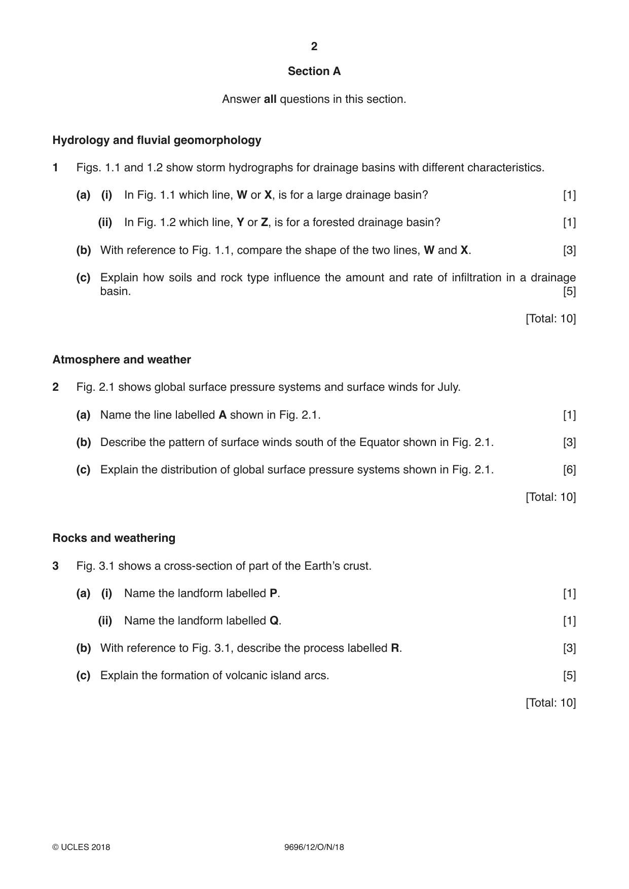 Cambridge A Level Geography 9696 2018 Oct/Nov Paper 1 · Variant 2 question paper, page 2 of 4