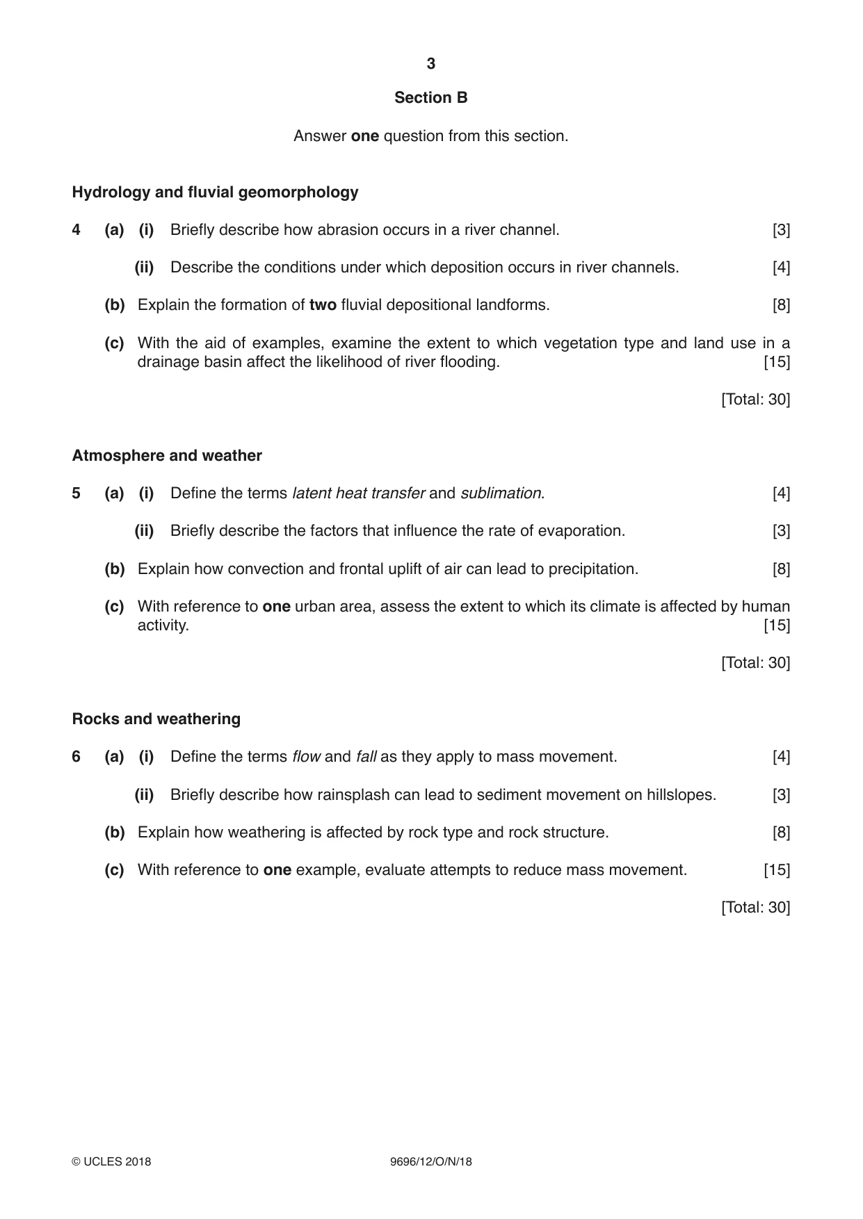 Cambridge A Level Geography 9696 2018 Oct/Nov Paper 1 · Variant 2 question paper, page 3 of 4