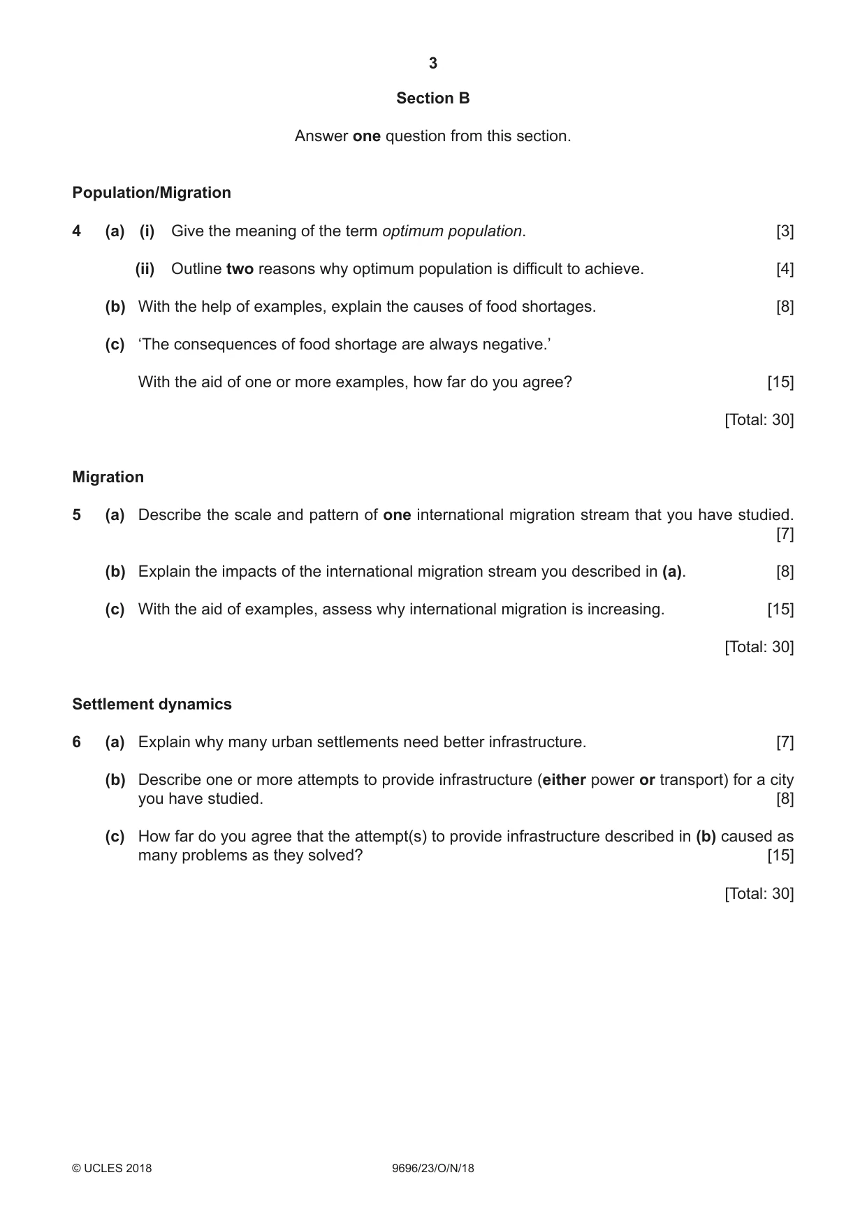 Cambridge A Level Geography 9696 2018 Oct/Nov Paper 2 · Variant 3 question paper, page 3 of 4