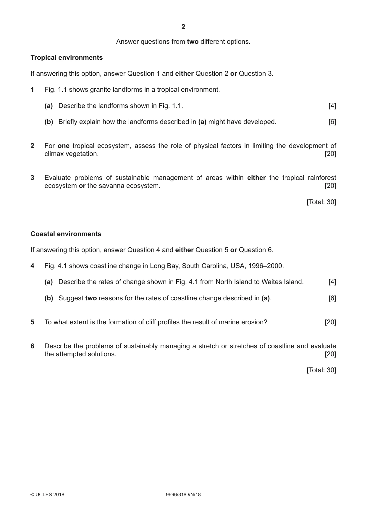 Cambridge A Level Geography 9696 2018 Oct/Nov Paper 3 · Variant 1 question paper, page 2 of 4