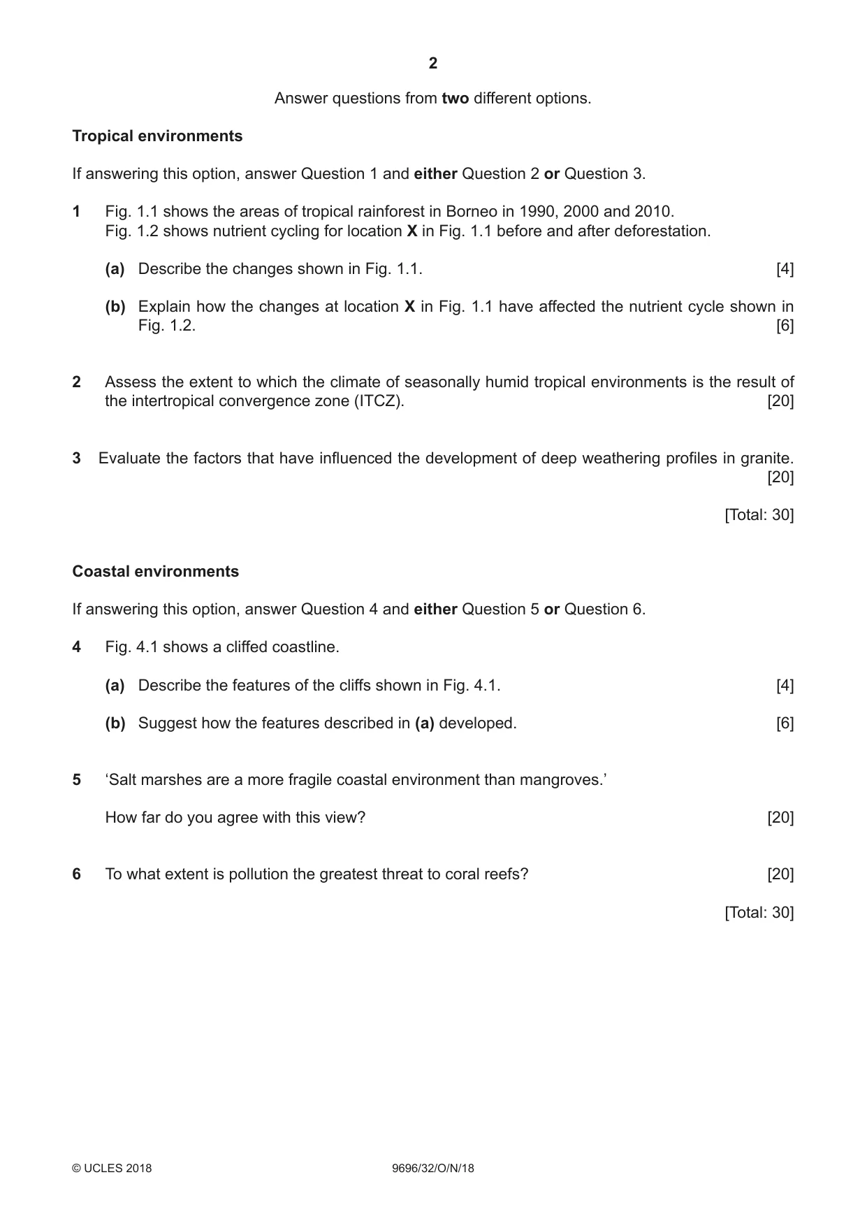 Cambridge A Level Geography 9696 2018 Oct/Nov Paper 3 · Variant 2 question paper, page 2 of 4