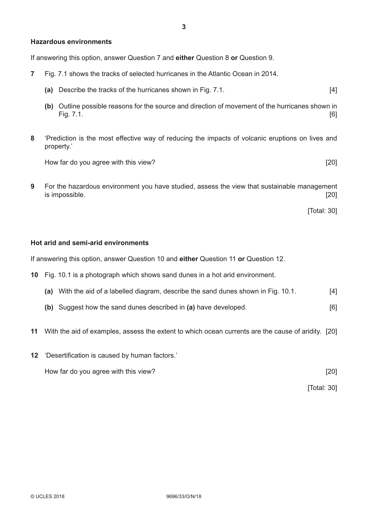 Cambridge A Level Geography 9696 2018 Oct/Nov Paper 3 · Variant 3 question paper, page 3 of 4