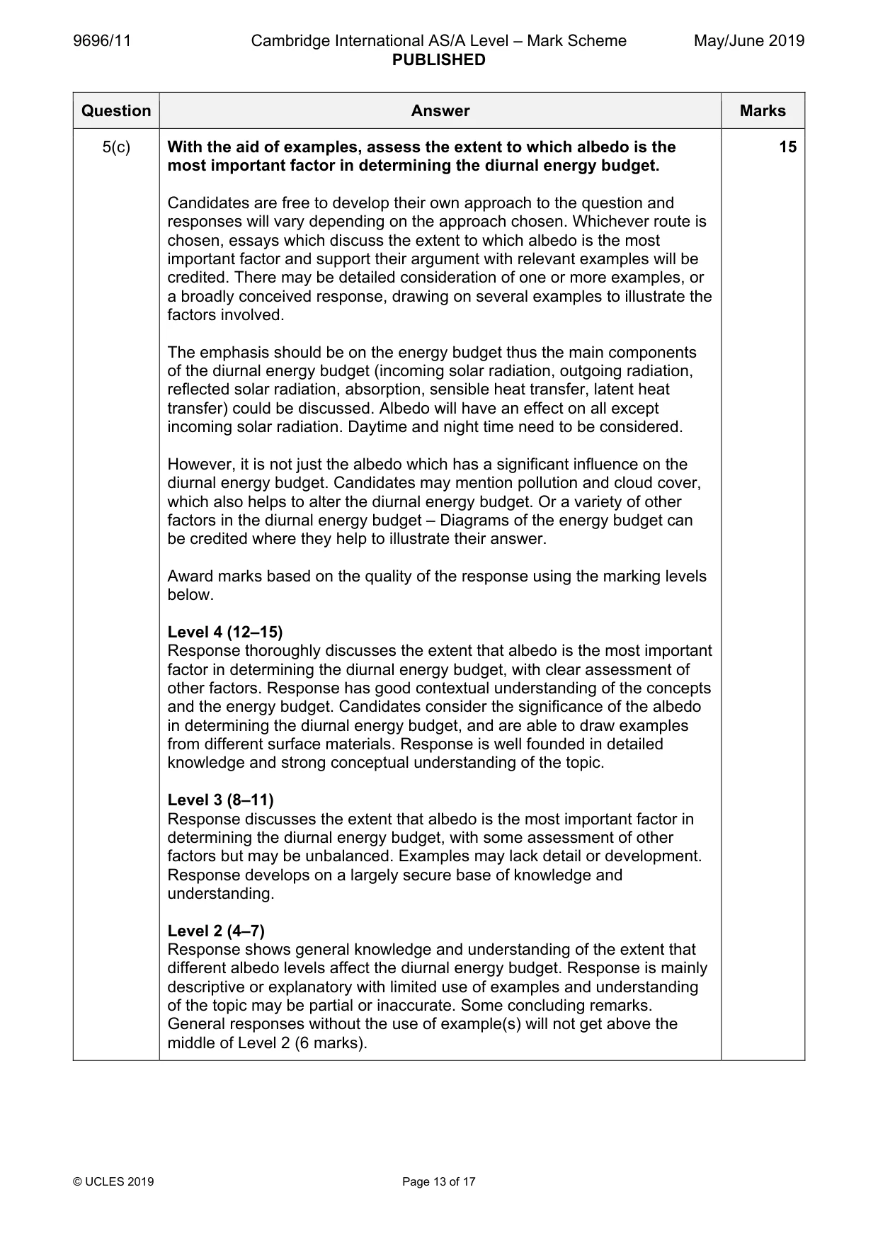 Mark scheme, page 13 of 17