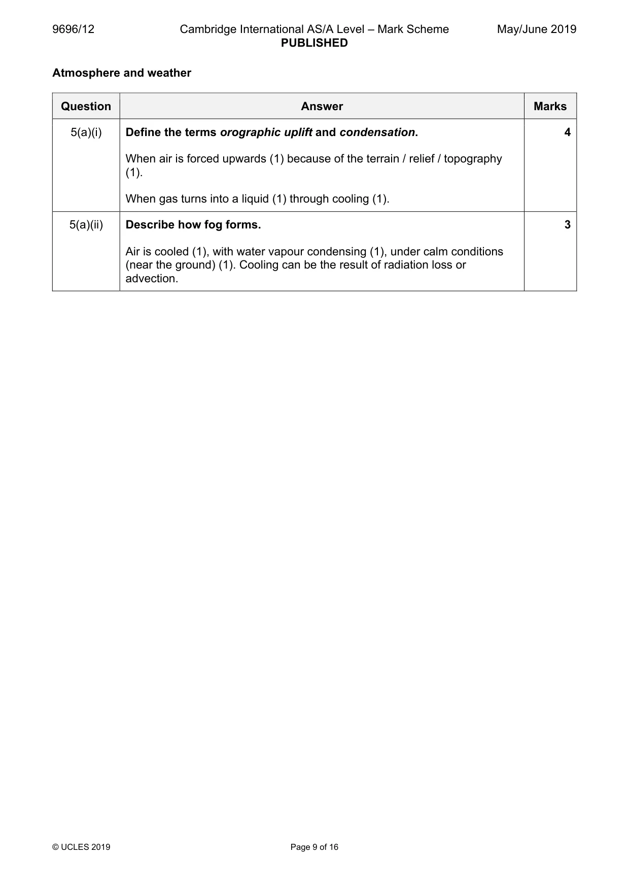 Mark scheme, page 9 of 16