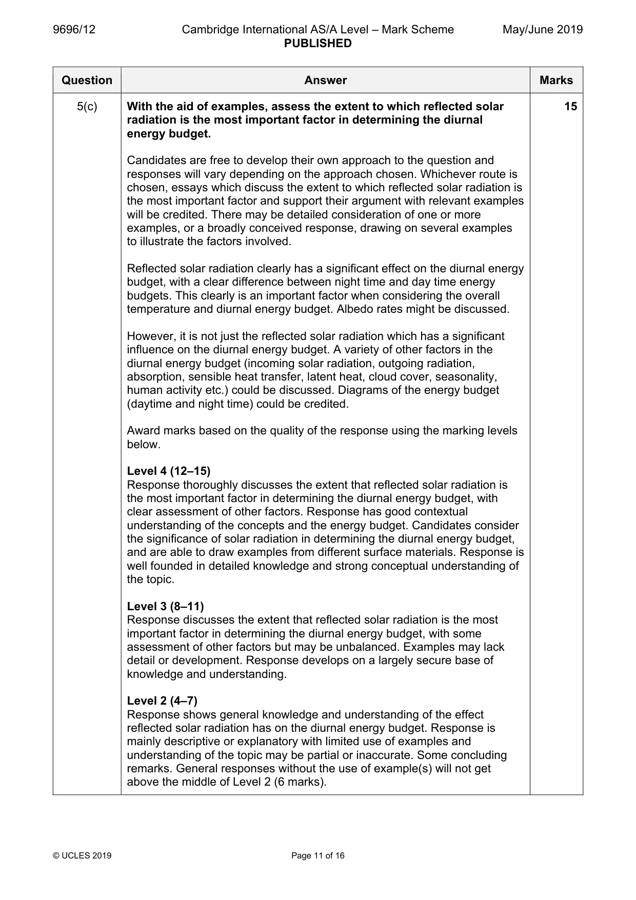 Mark scheme, page 11 of 16