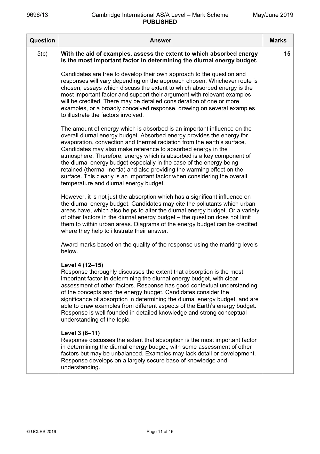 Mark scheme, page 11 of 16