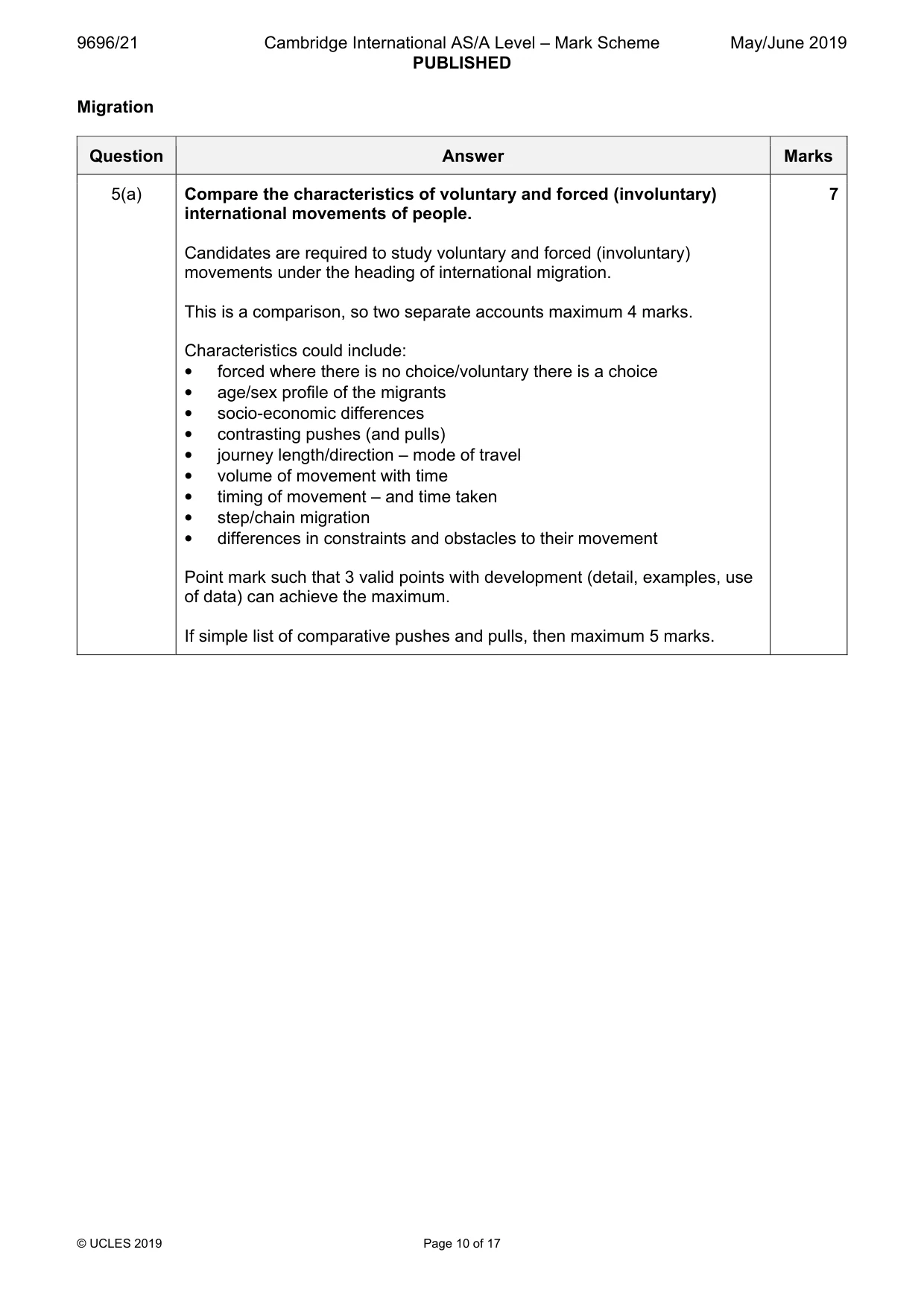 Mark scheme, page 10 of 17