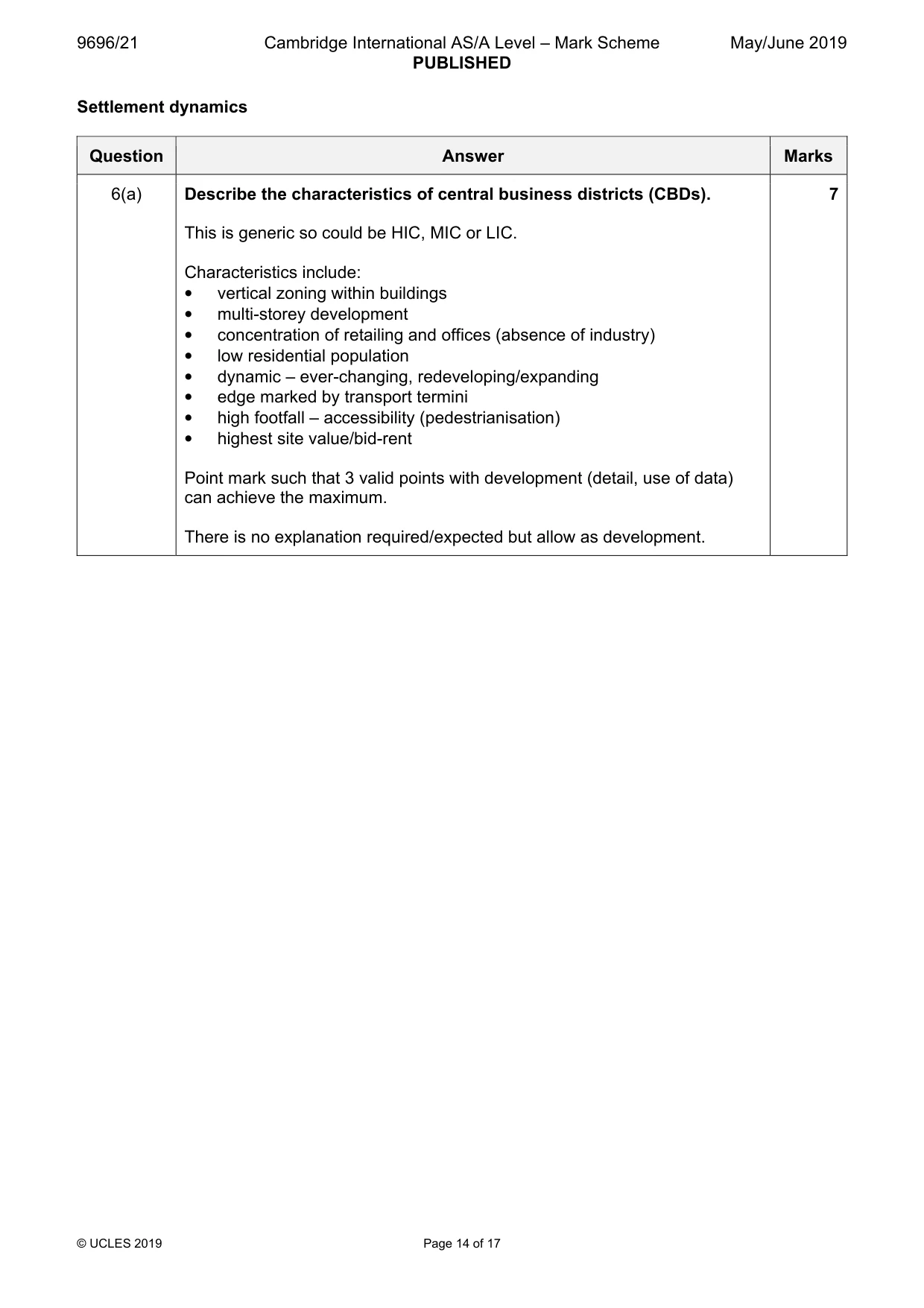 Mark scheme, page 14 of 17