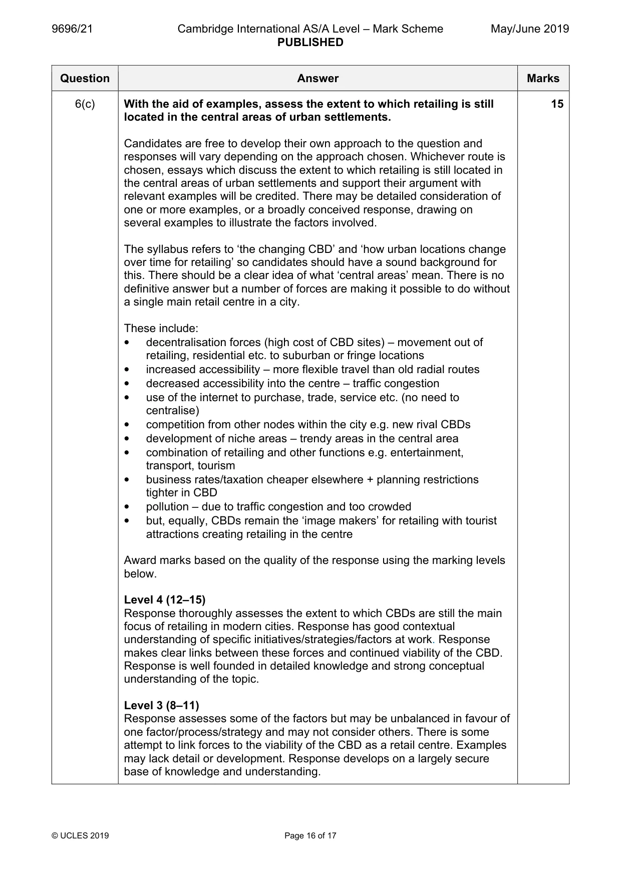 Mark scheme, page 16 of 17
