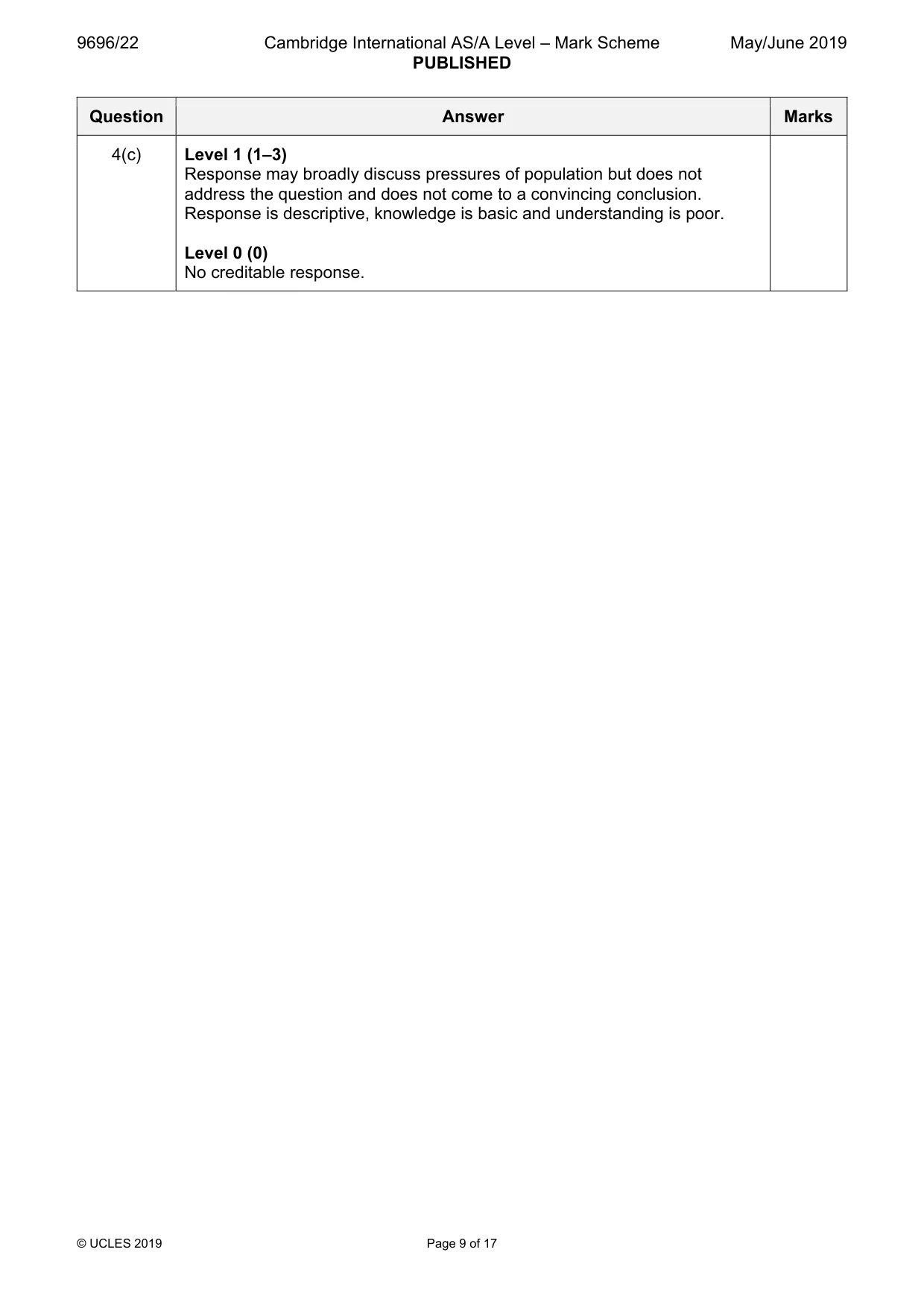 Mark scheme, page 9 of 17