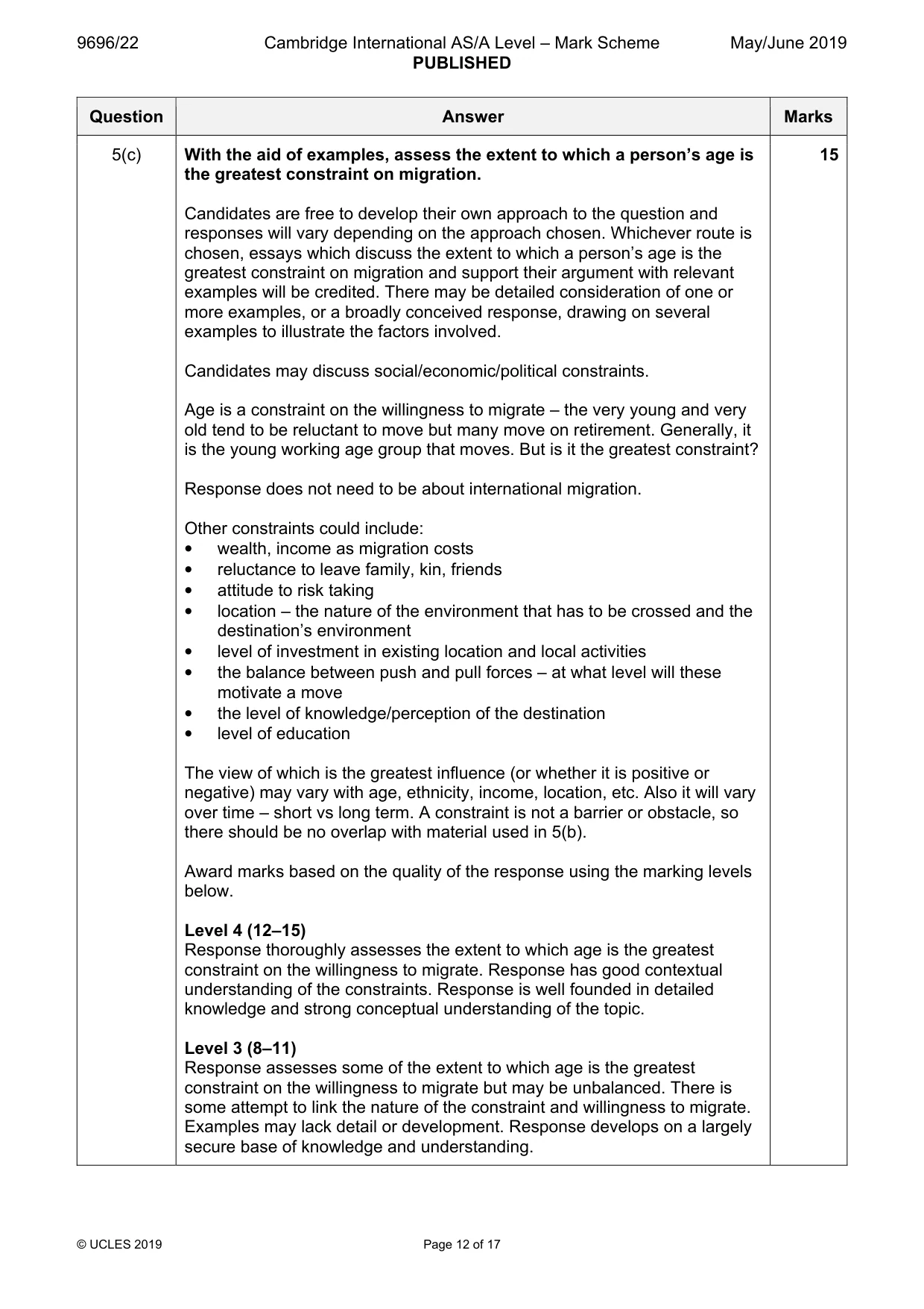 Mark scheme, page 12 of 17