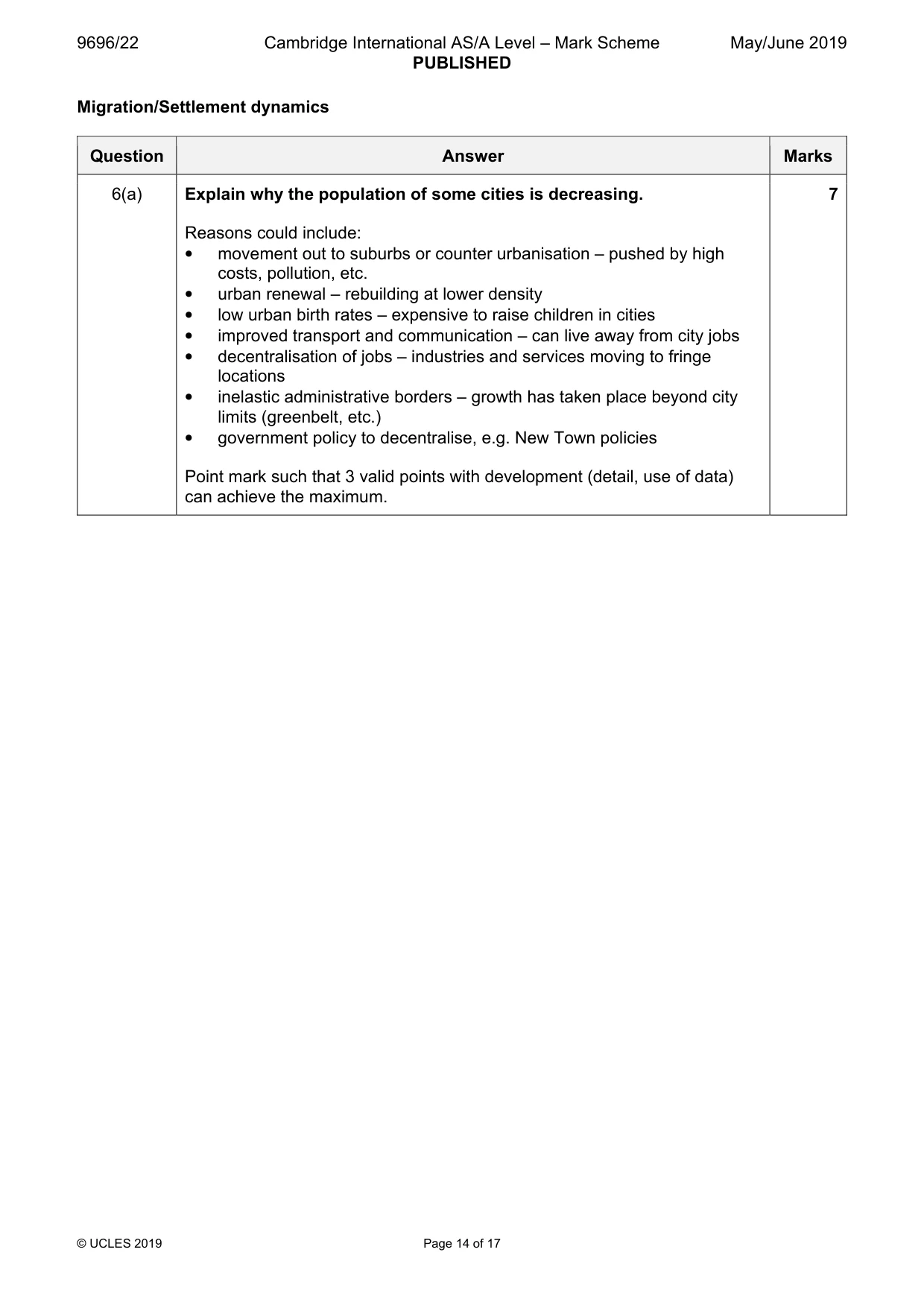 Mark scheme, page 14 of 17