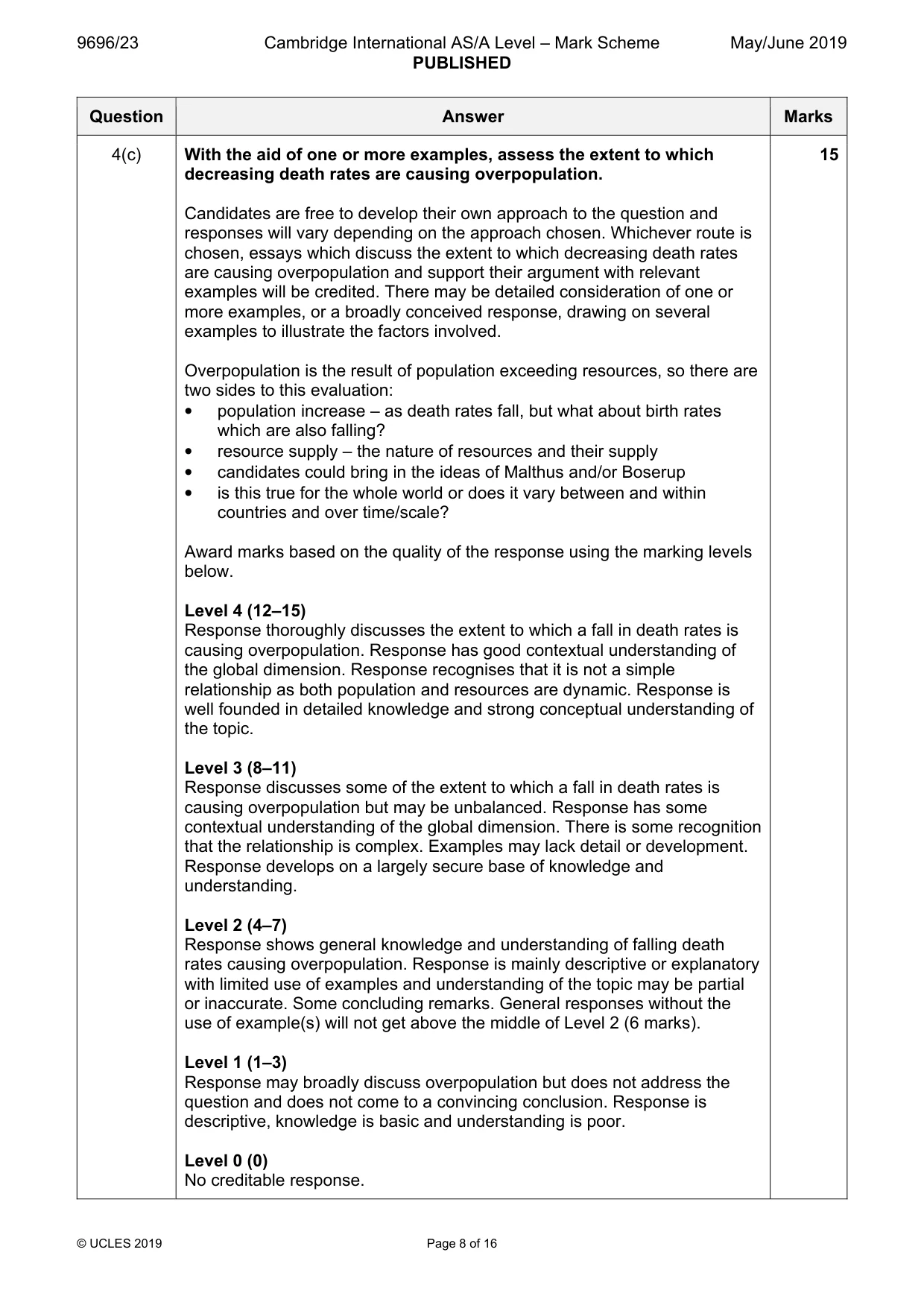 Mark scheme, page 8 of 16